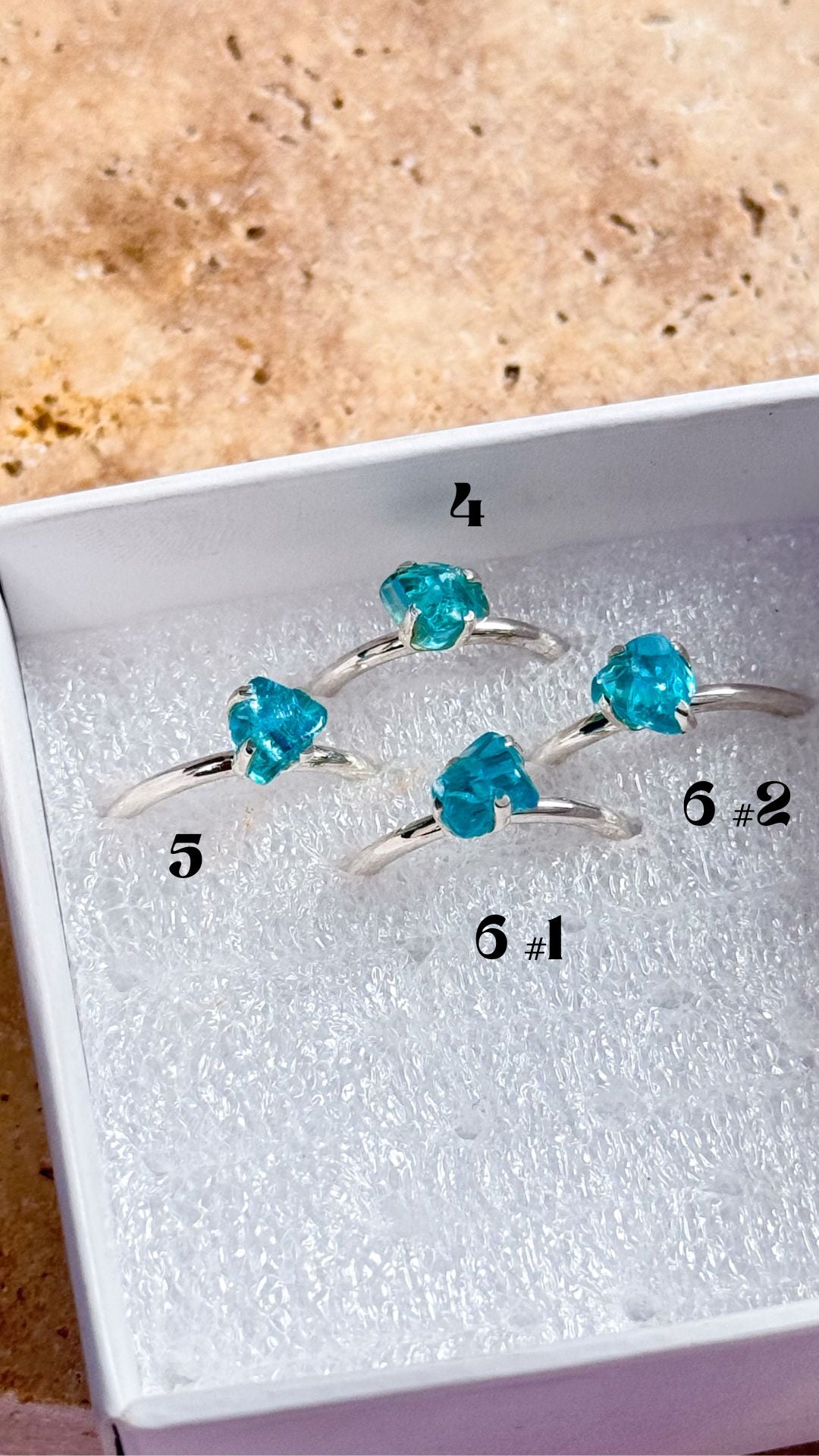 Neon Apatite Rough Rings