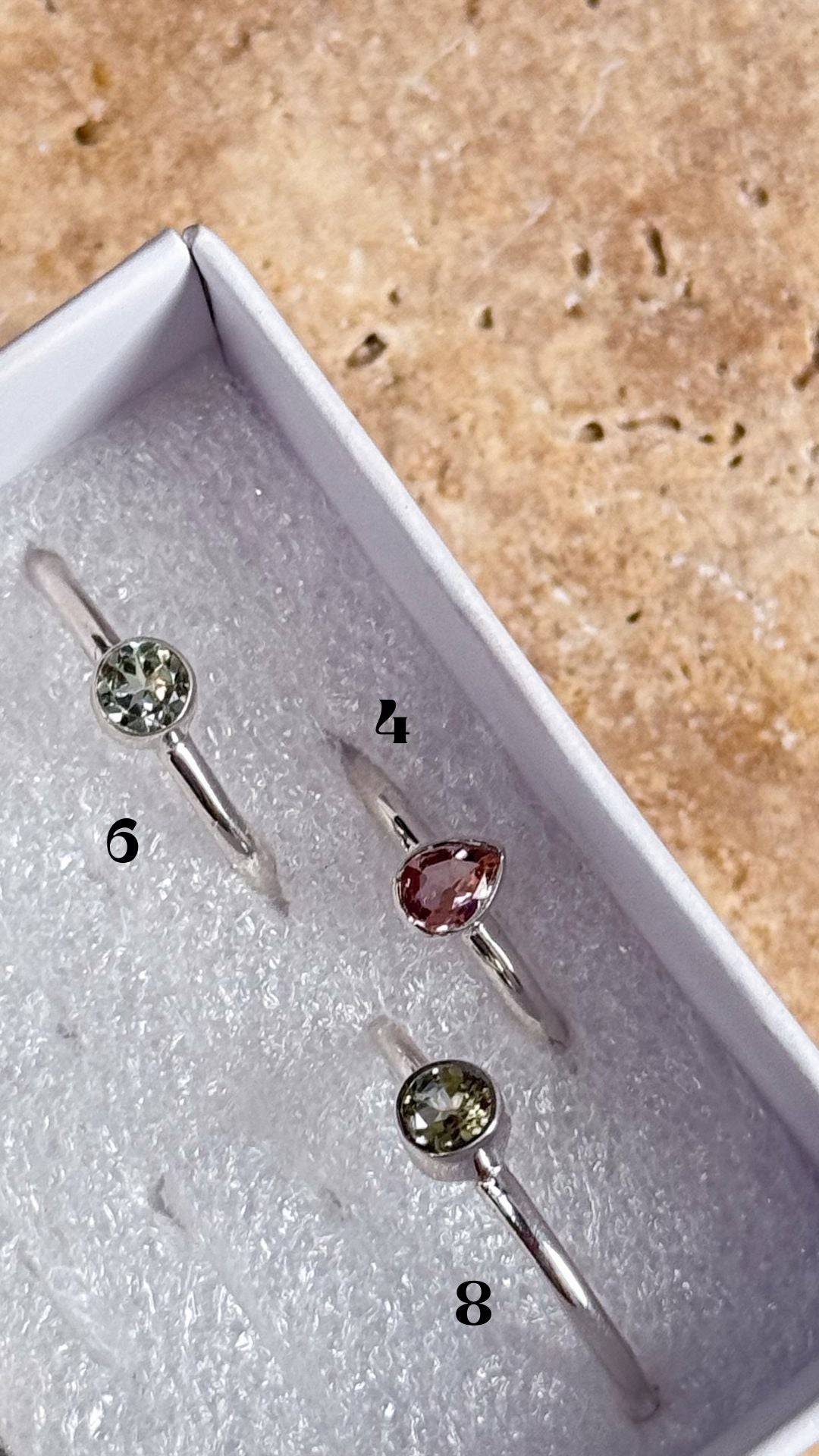 Faceted Watermelon Tourmaline Rings
