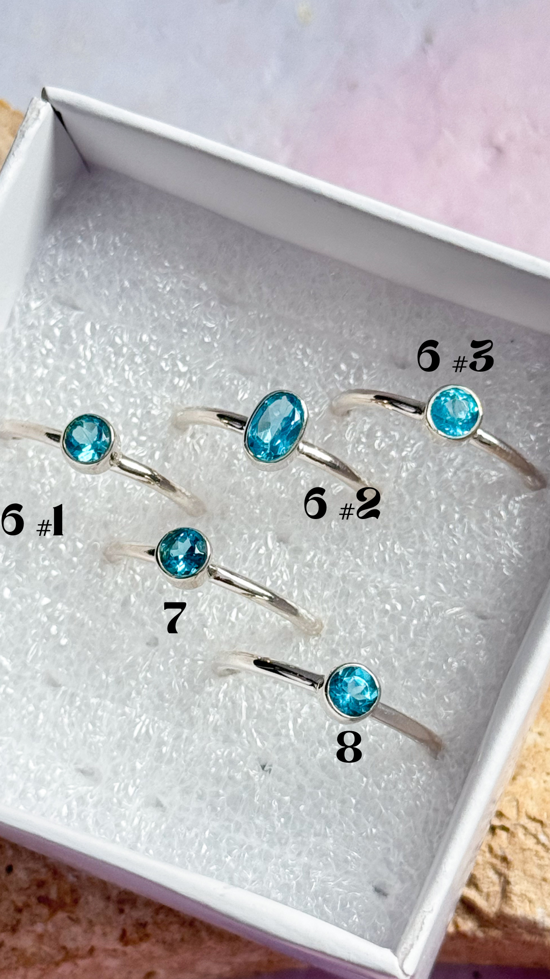 Faceted Neon Apatite Rings