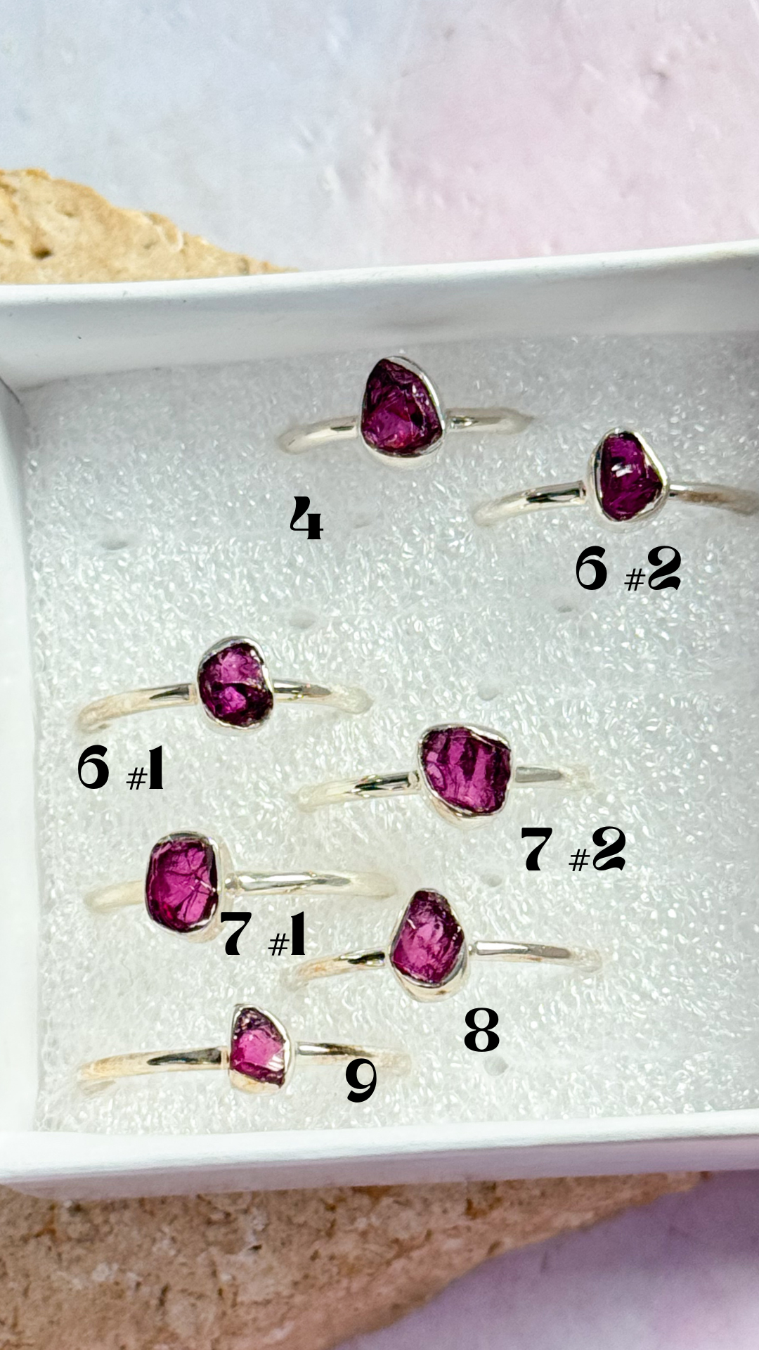 Purple Garnet Rough Rings
