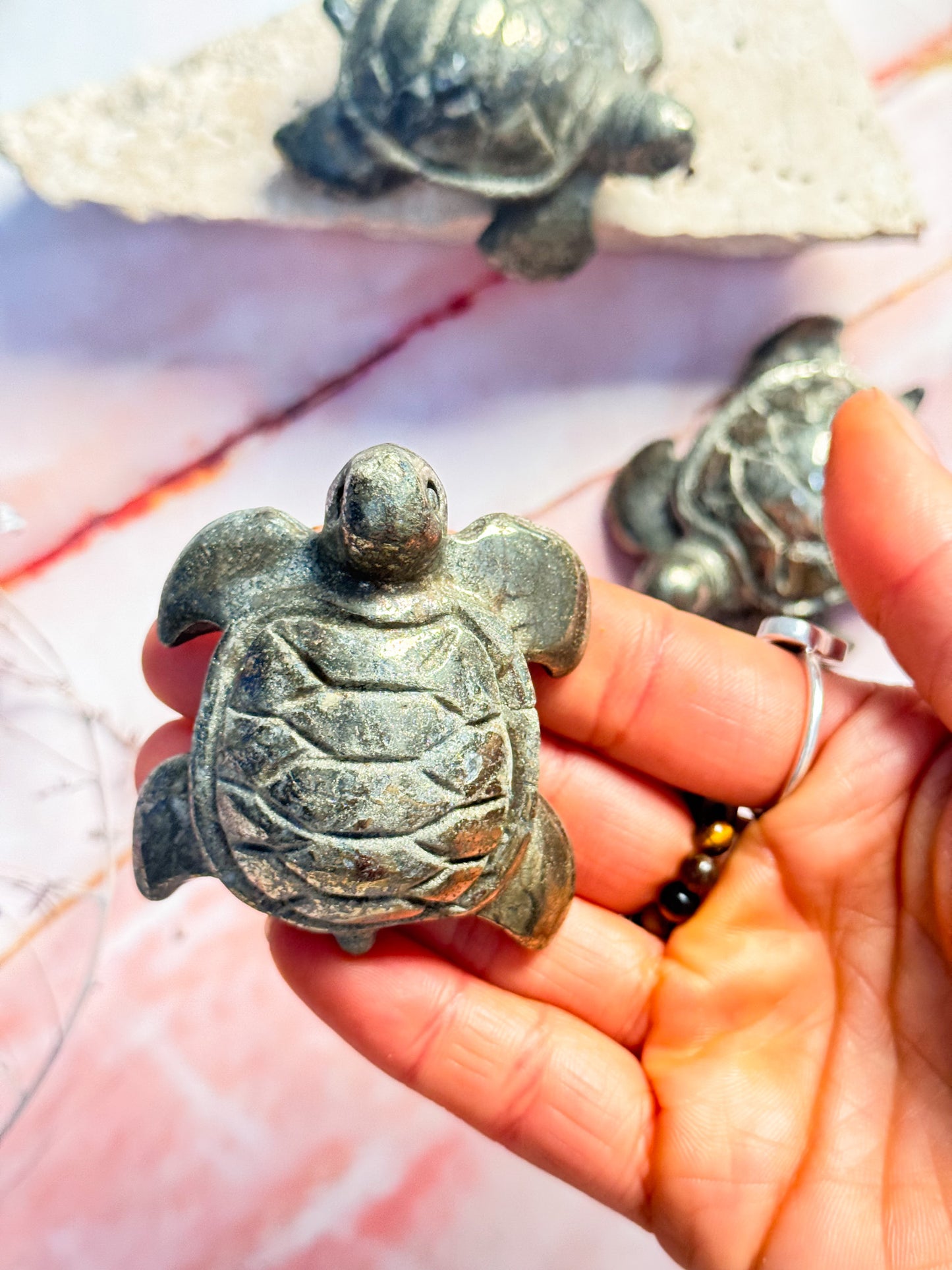 Chalcopyrite Turtle Carvings