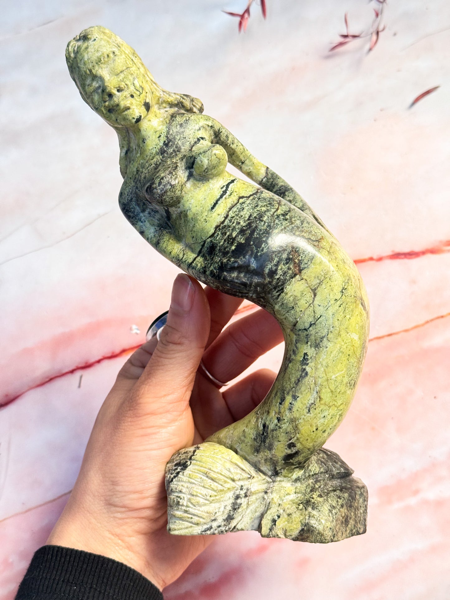 Leopard Stone Mermaid Carving