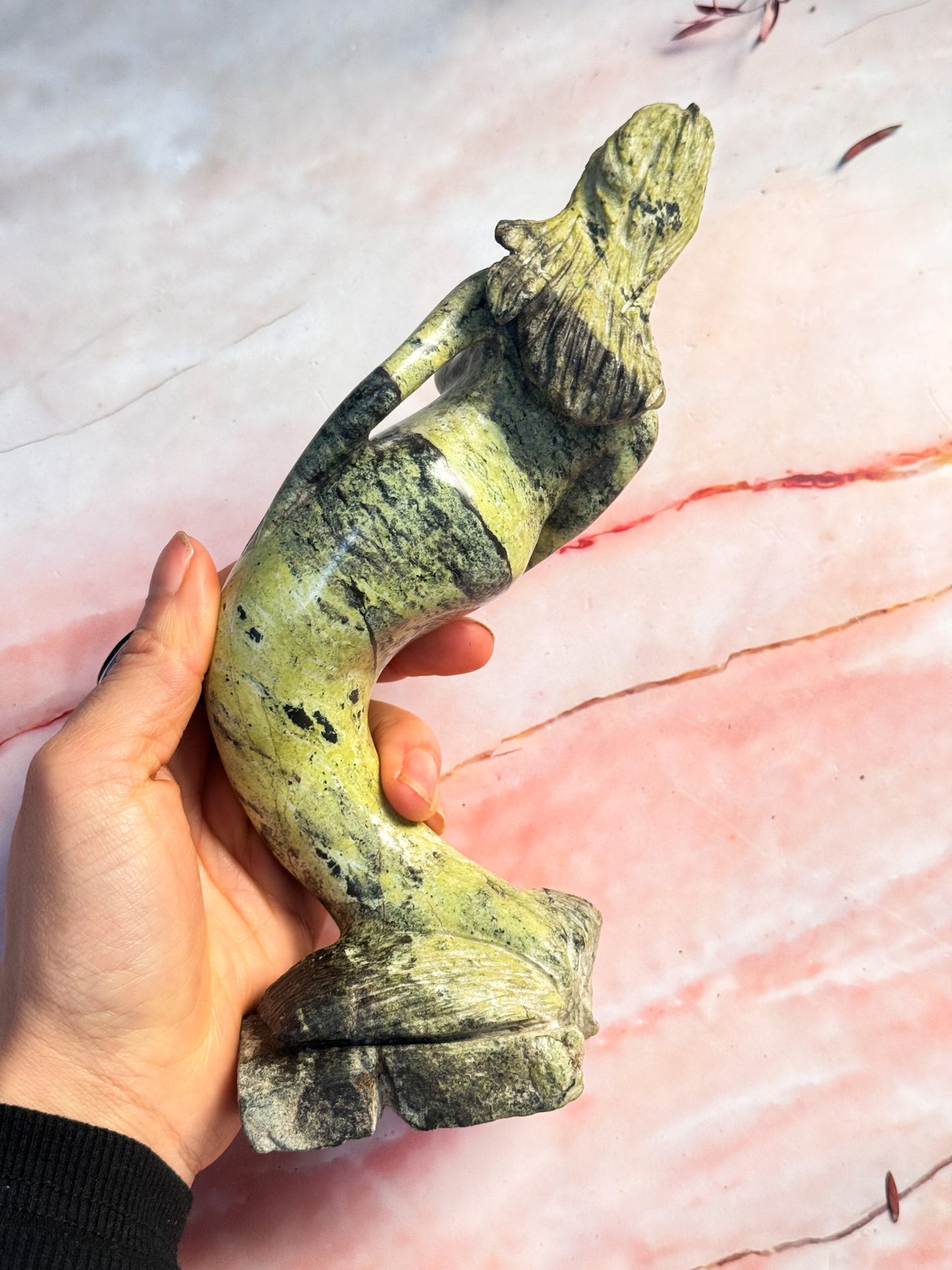 Leopard Stone Mermaid Carving