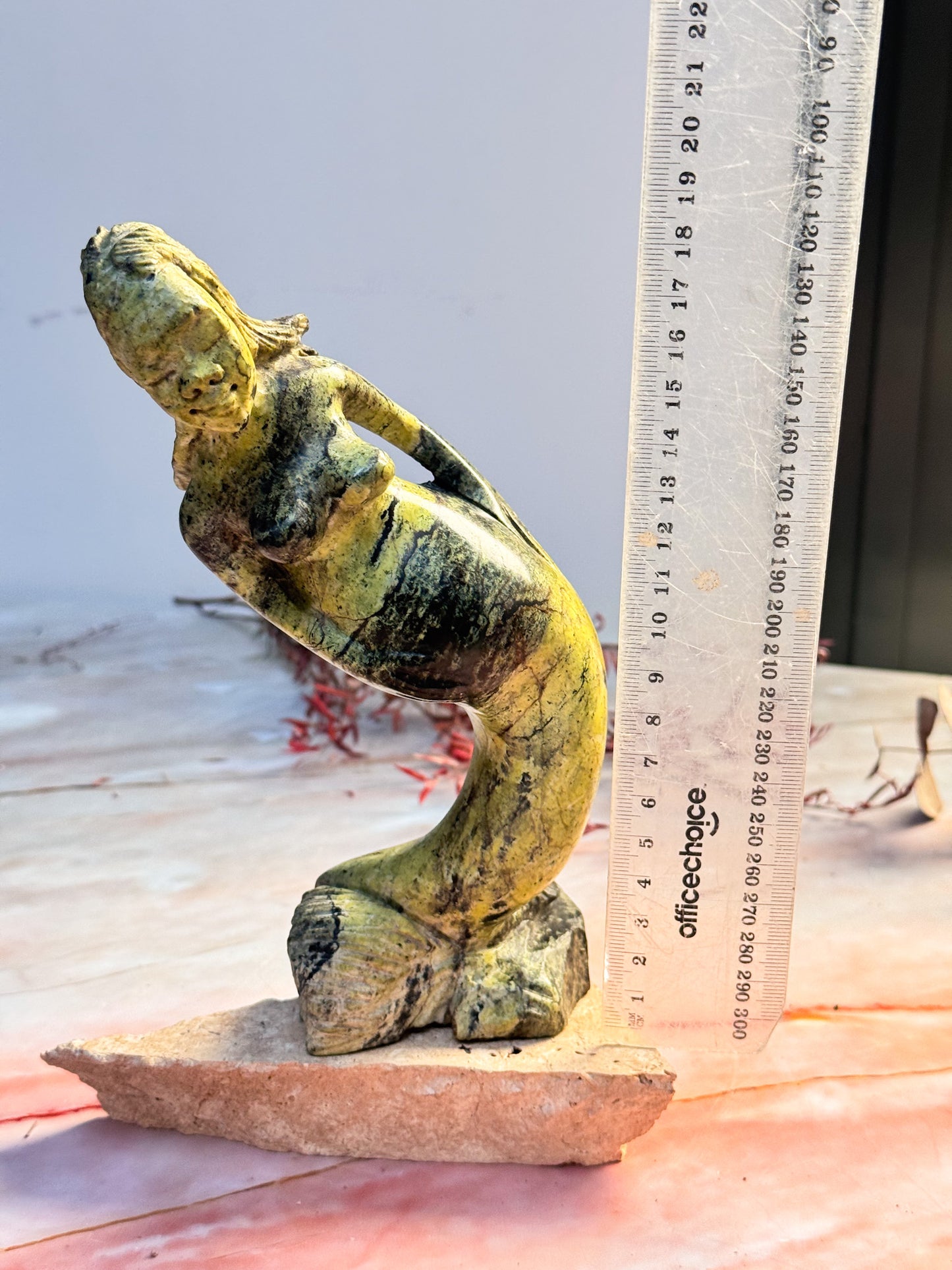 Leopard Stone Mermaid Carving