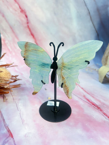 Blue Onyx Butterfly Wing Pair
