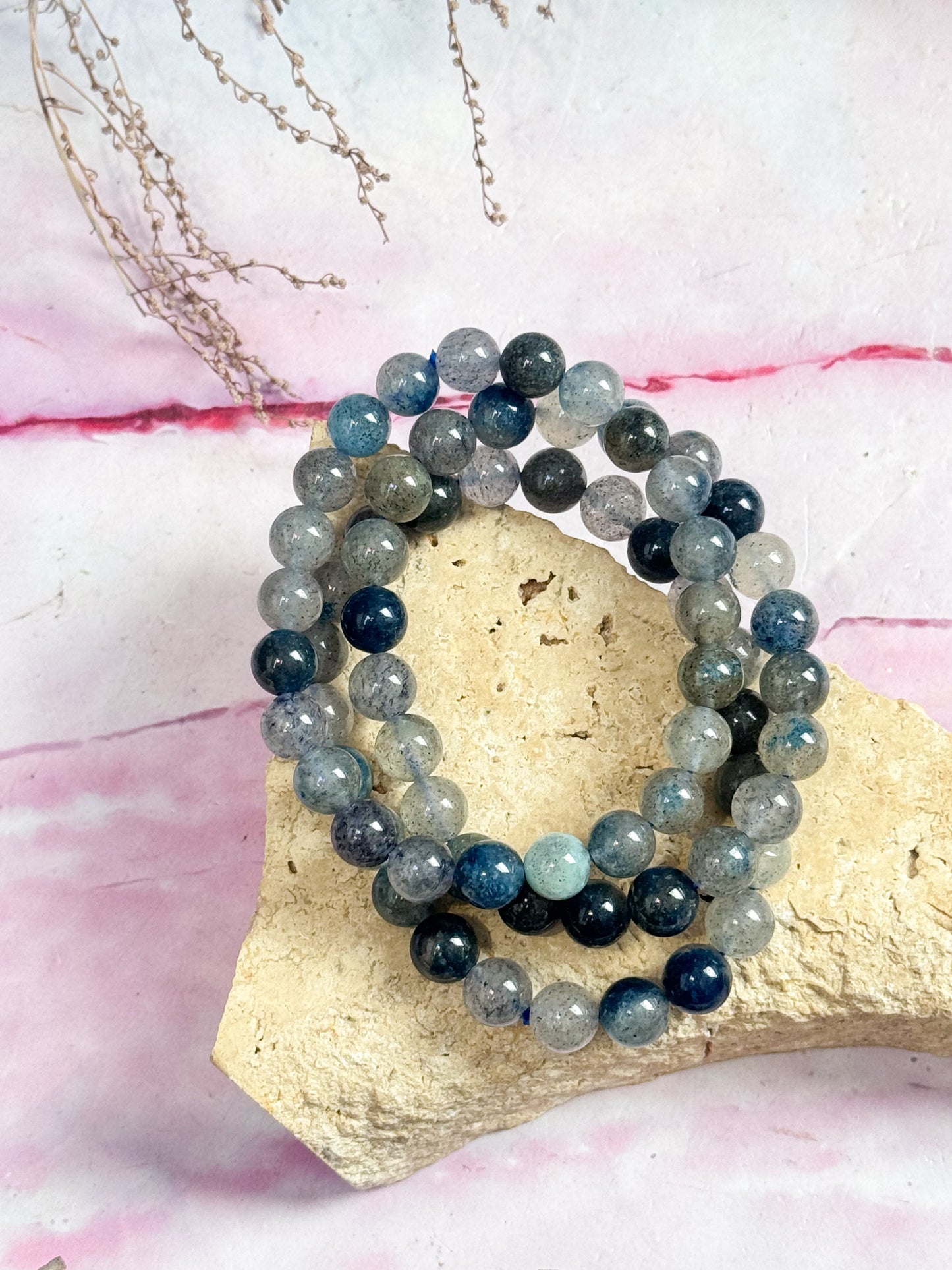 Dumortierite in Quartz Bracelets