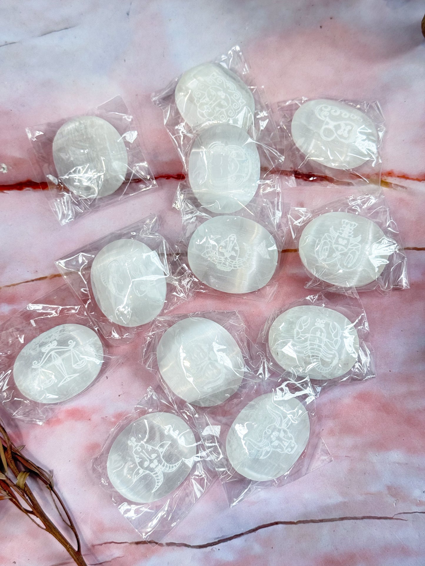 Selenite Horoscope Palmstone Sets