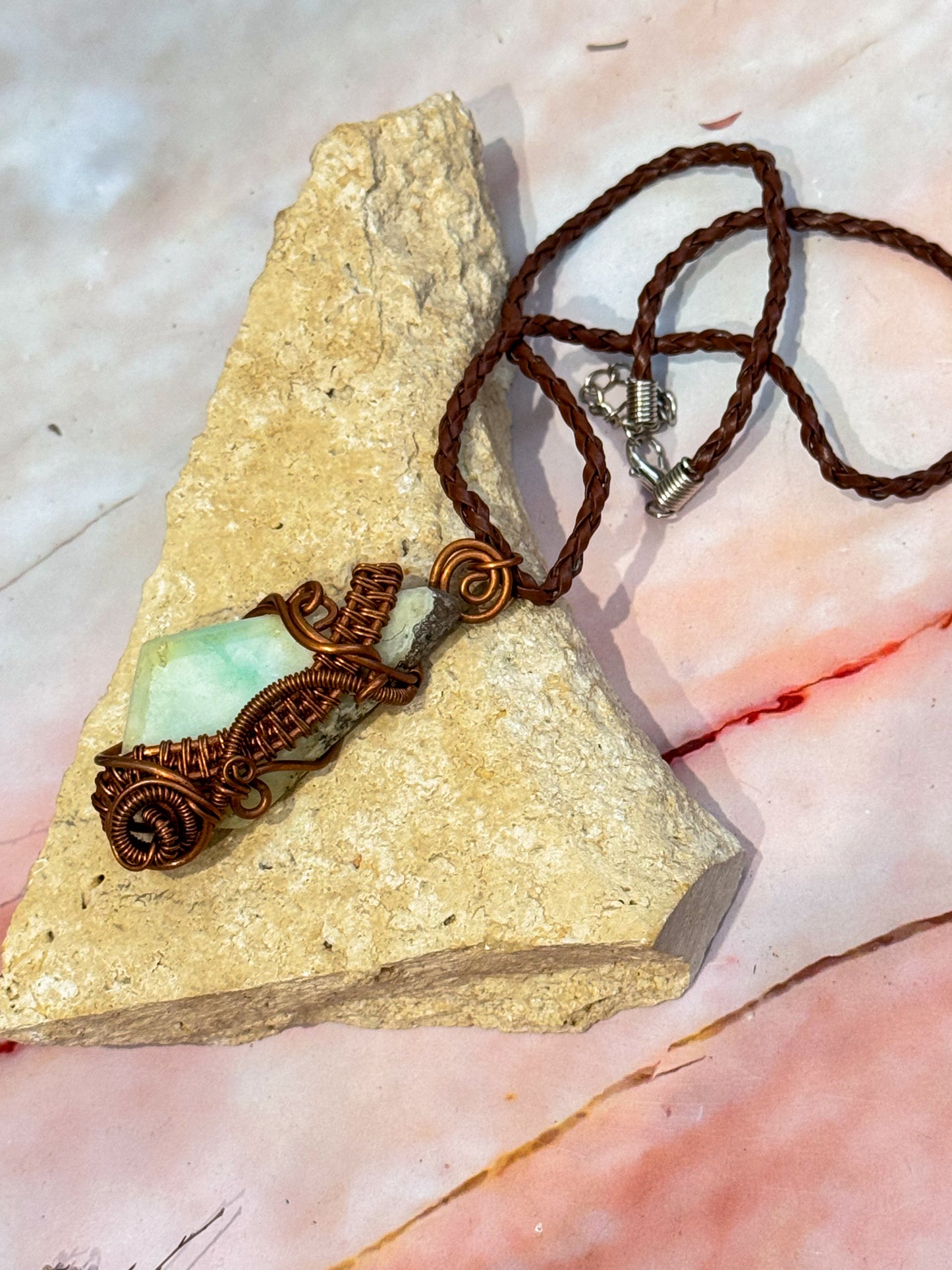 Smithsonite Copper Wrapped Necklace