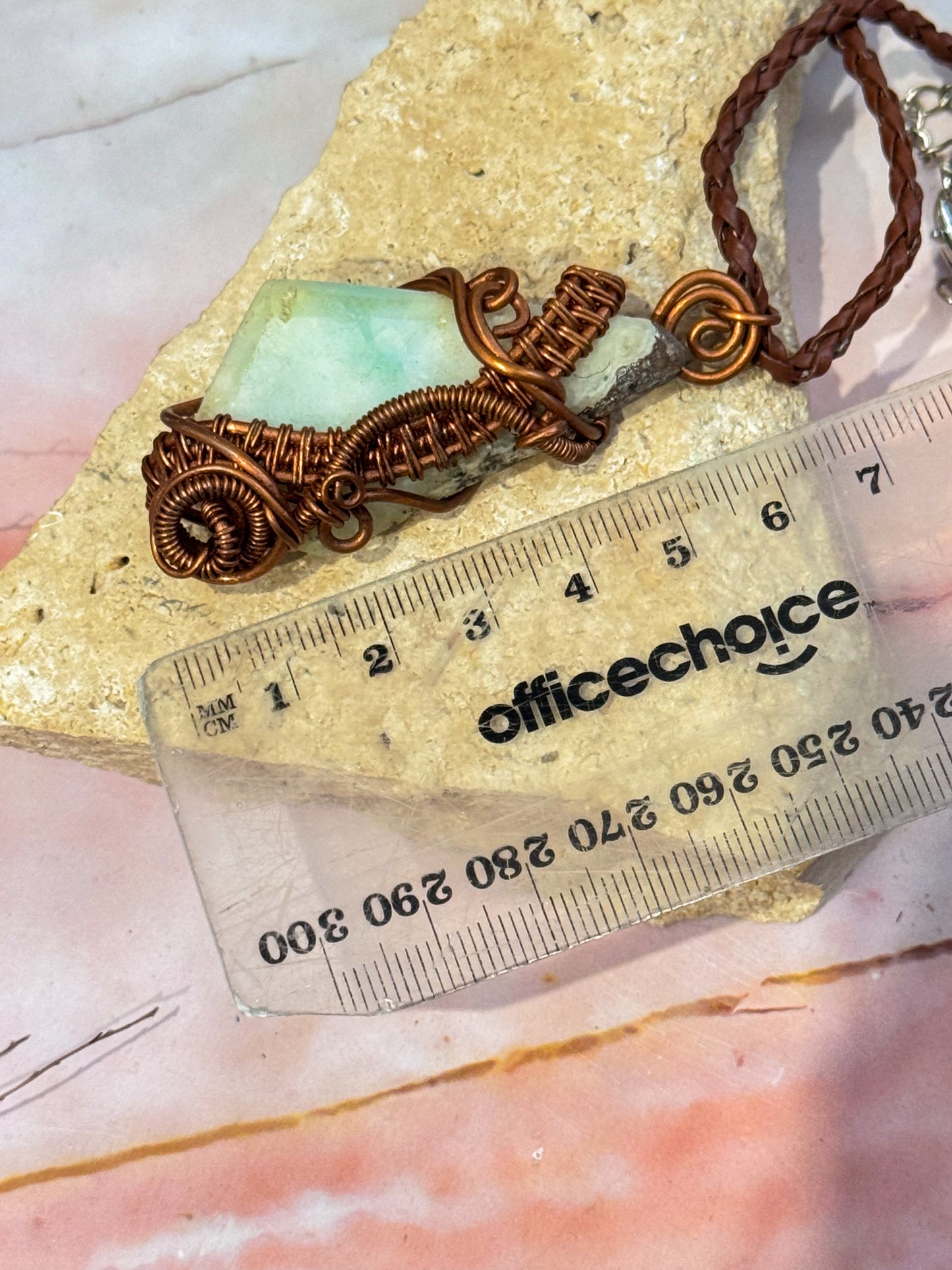Smithsonite Copper Wrapped Necklace