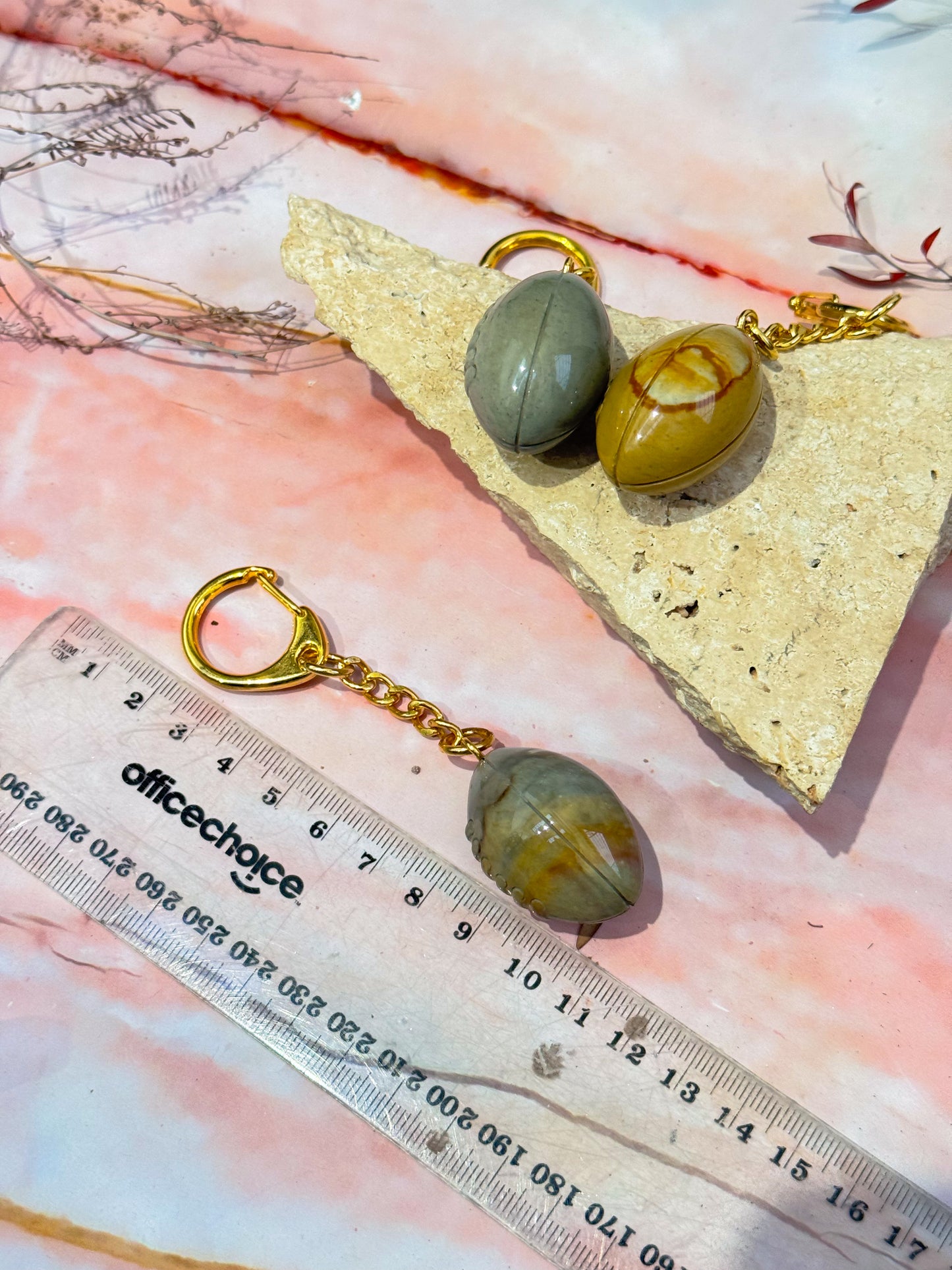 Polychrome Jasper Football Key Chains