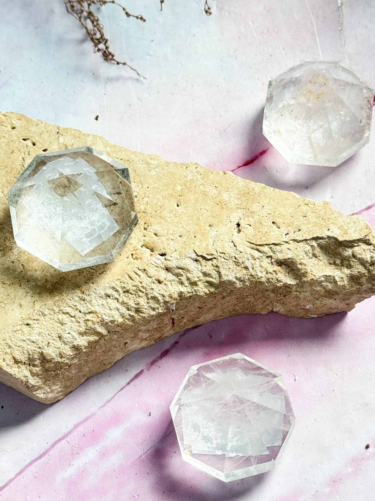 Clear Quartz Diamond Carvings