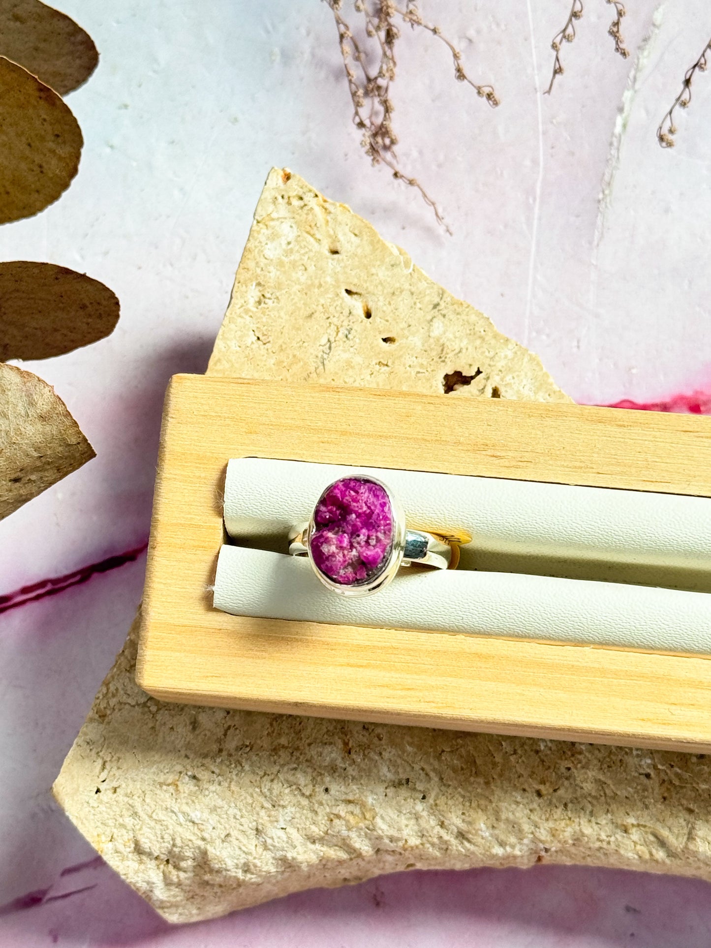 Pink Salrose / Cobaltion Calcite Rings