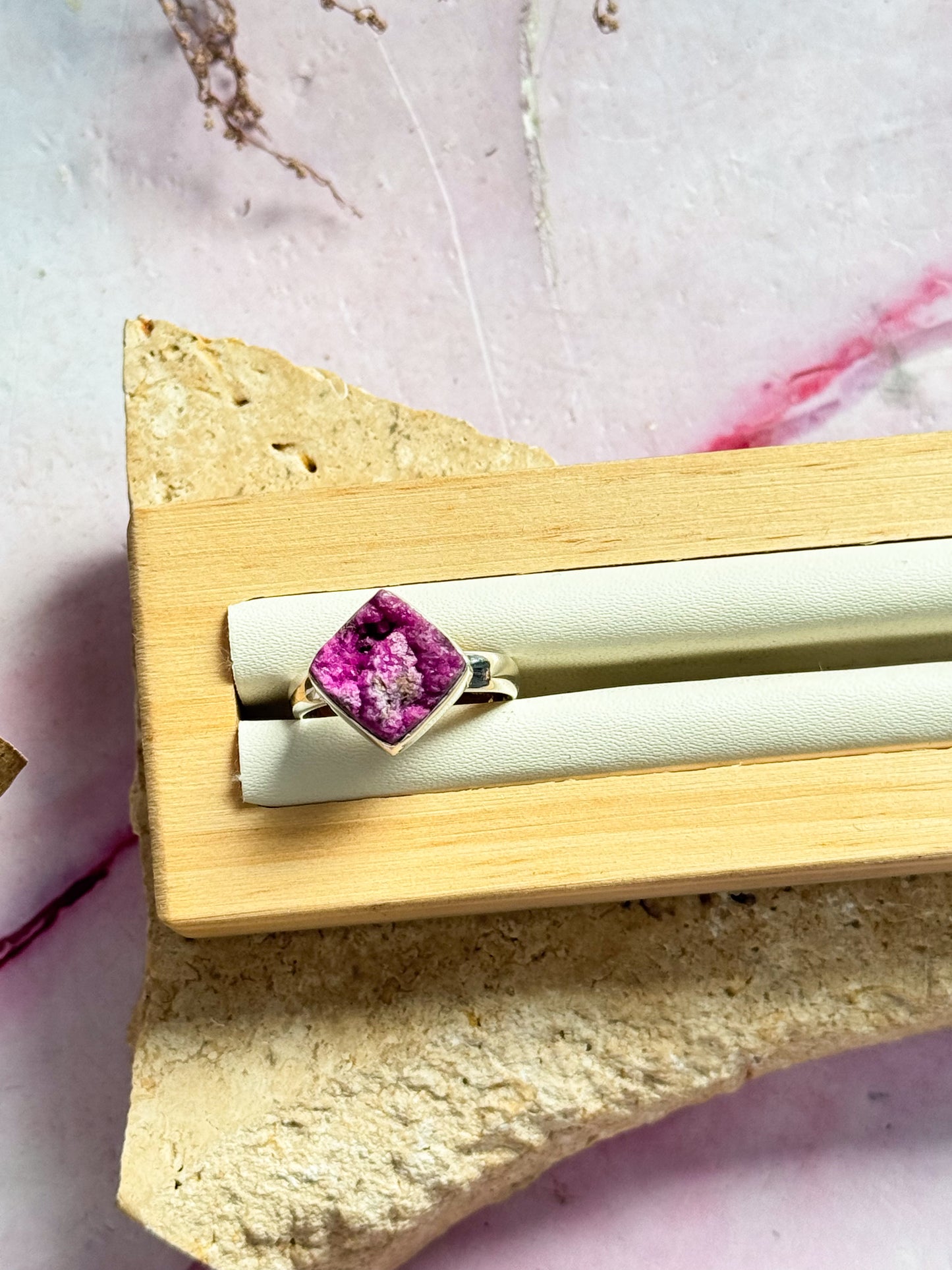 Pink Salrose / Cobaltion Calcite Rings