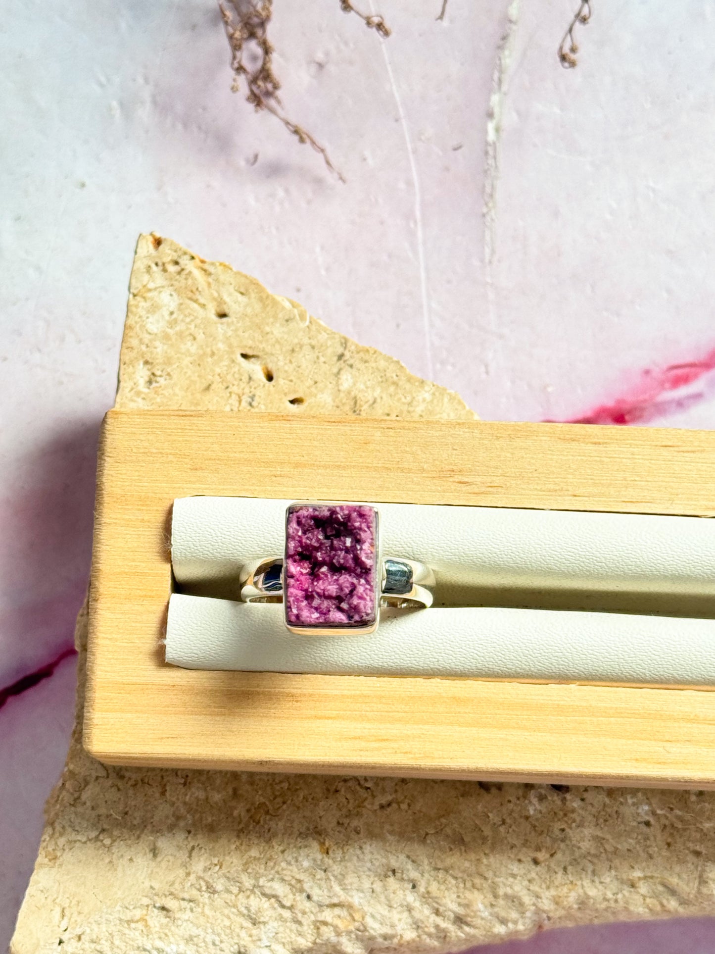 Pink Salrose / Cobaltion Calcite Rings