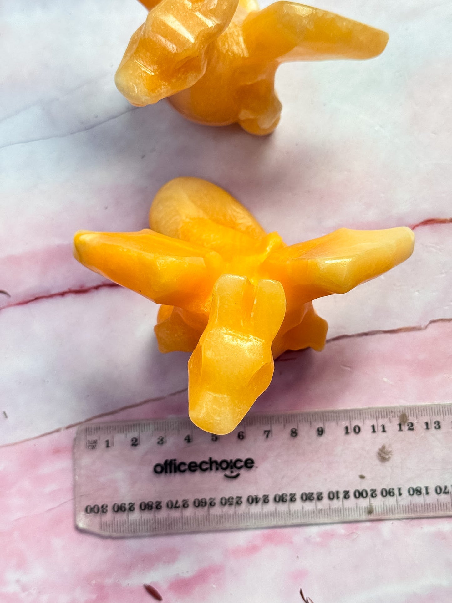Yellow Calcite Charizard Carvings