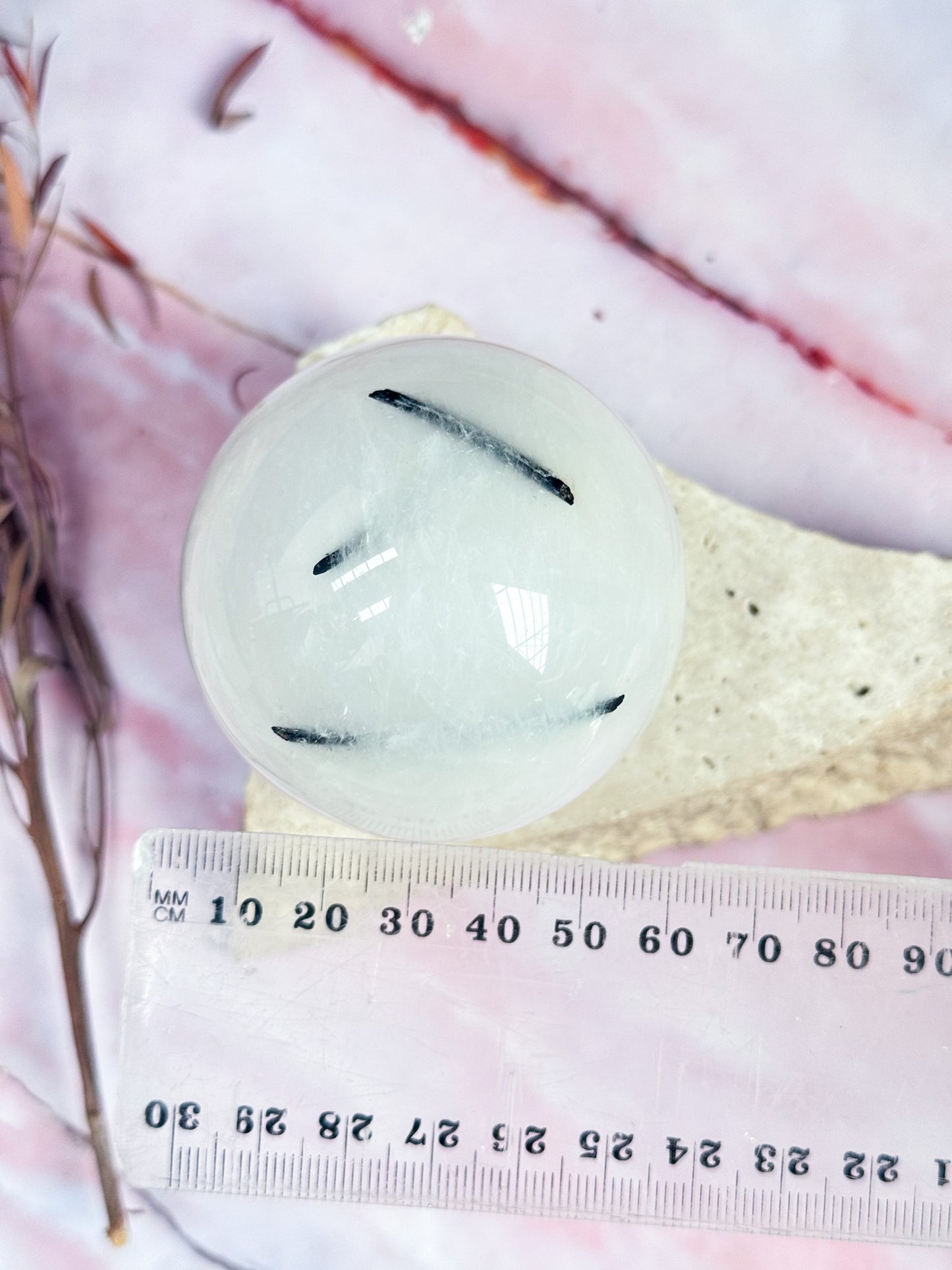 Tourmilated Quartz Sphere