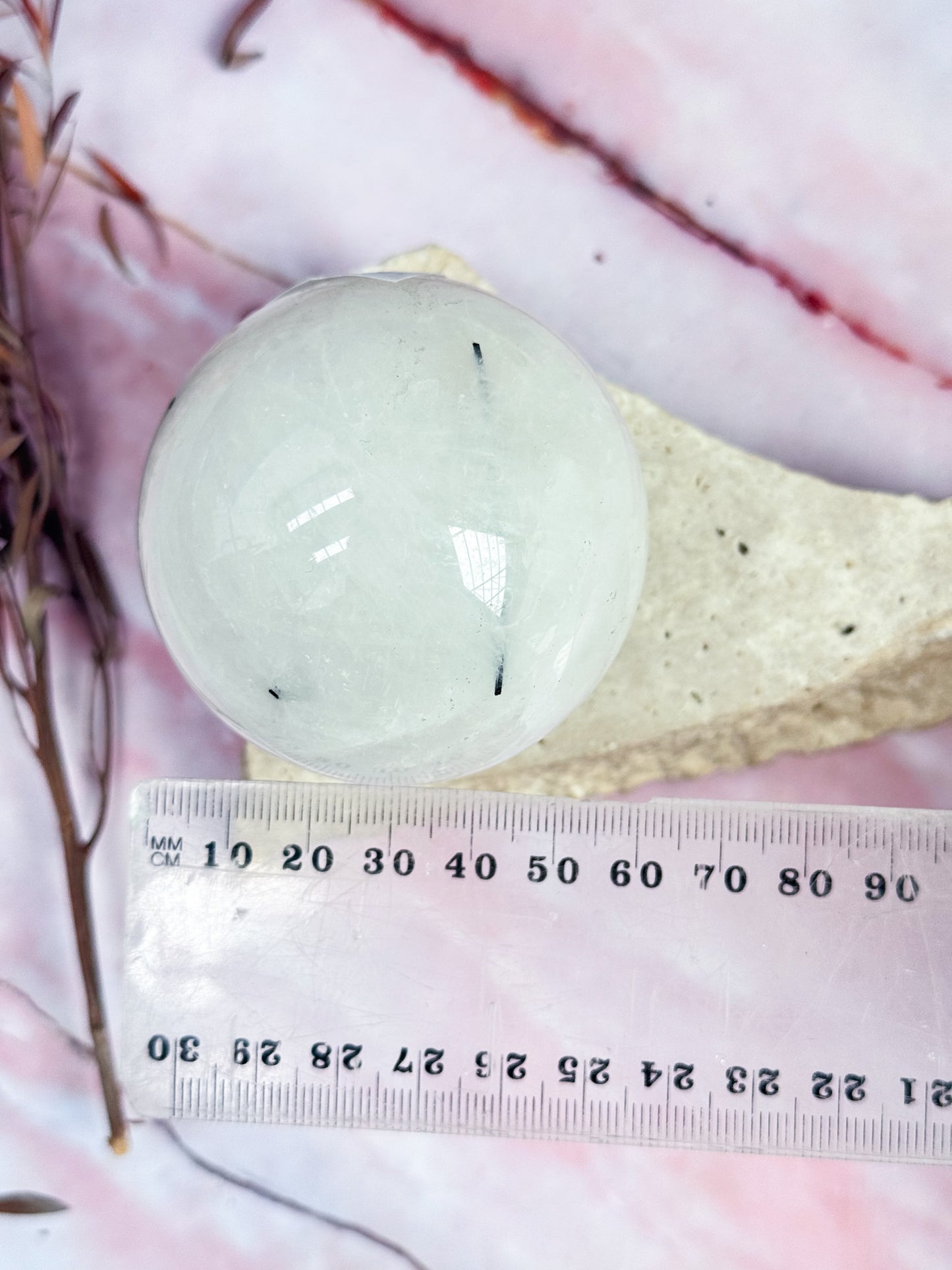 Tourmilated Quartz Sphere