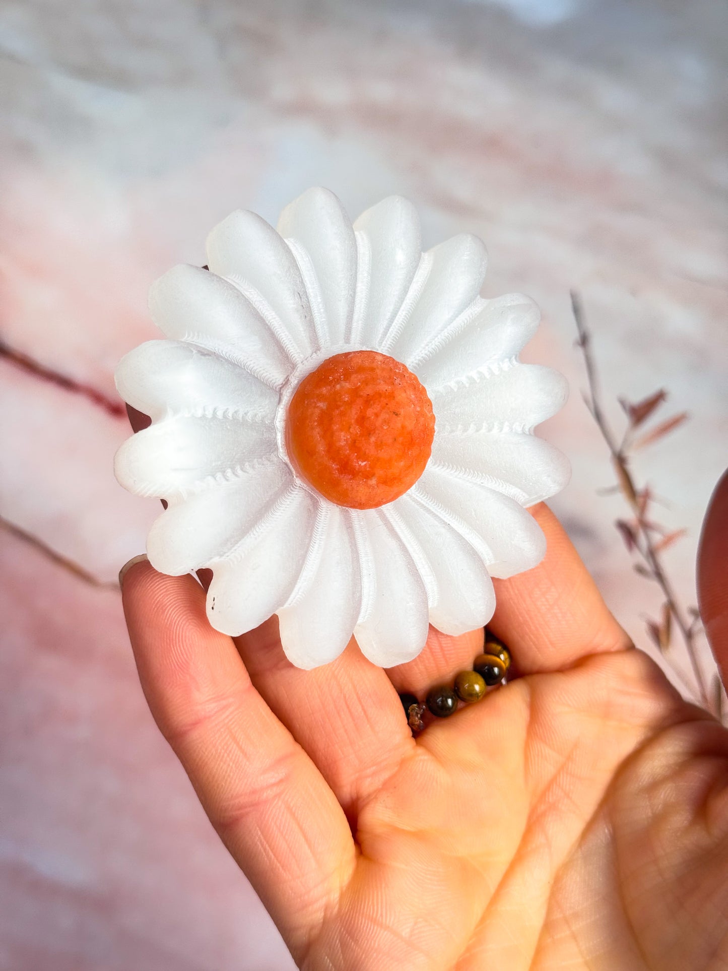 Selenite Daisy Carvings