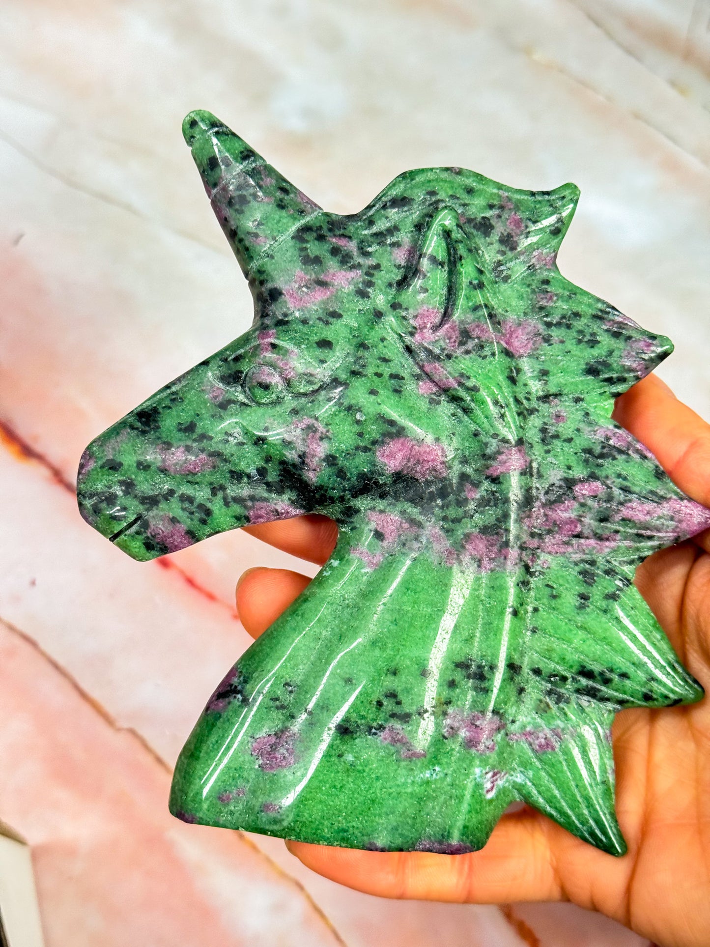 Ruby in Zoisite Unicorn Carving