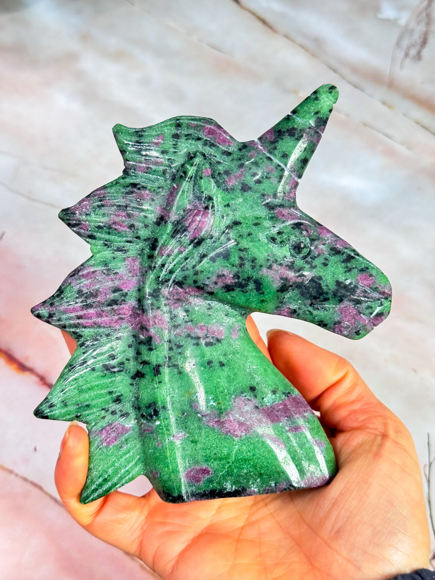 Ruby in Zoisite Unicorn Carving