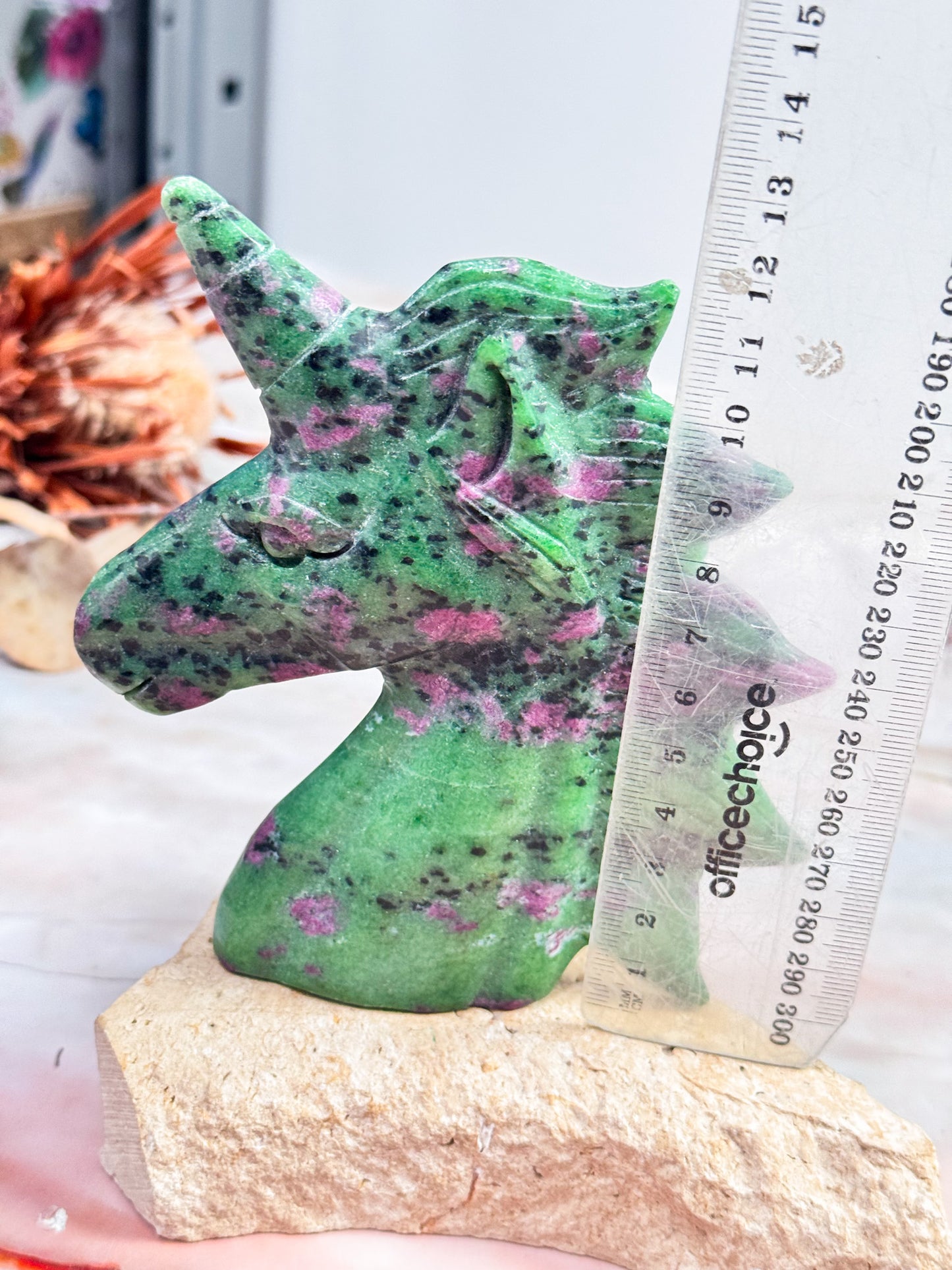 Ruby in Zoisite Unicorn Carving