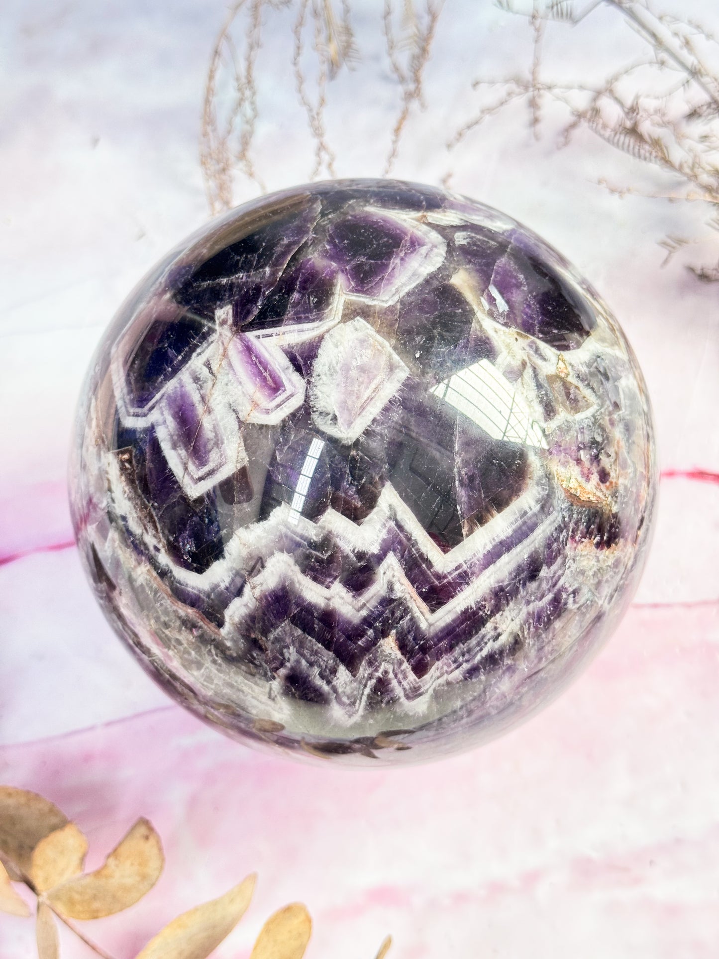 Large Chevron Amethyst Sphere