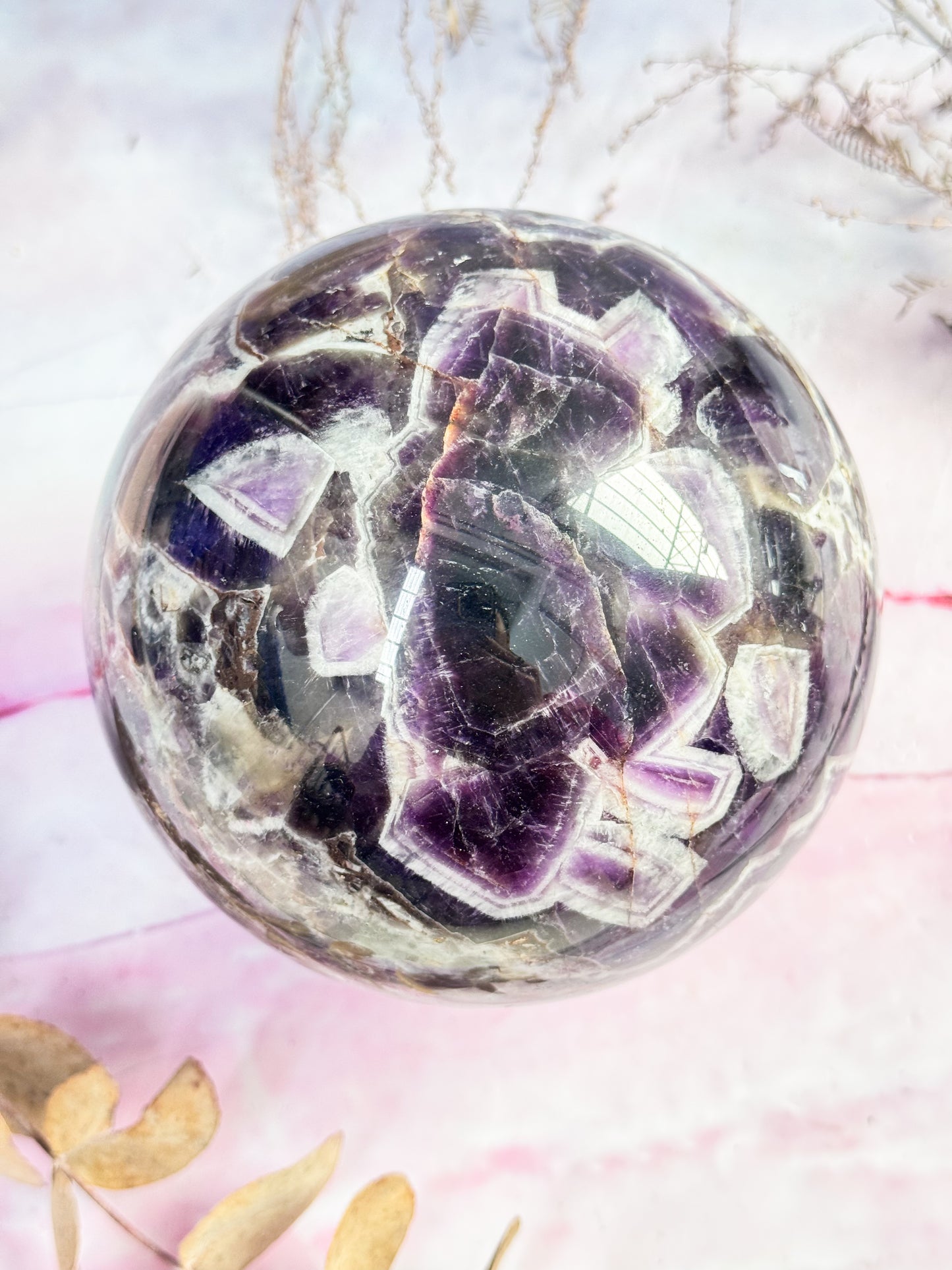 Large Chevron Amethyst Sphere