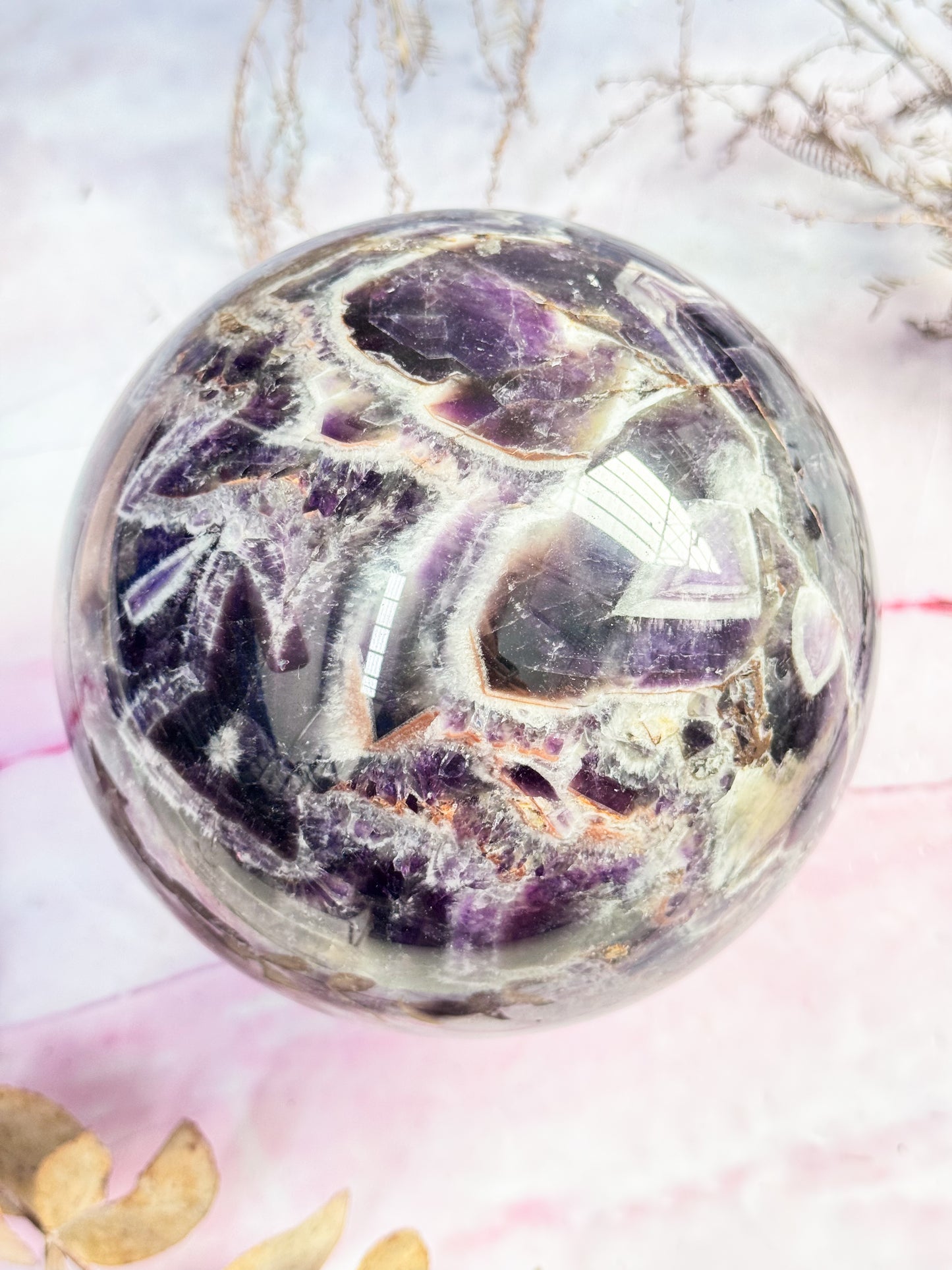 Large Chevron Amethyst Sphere