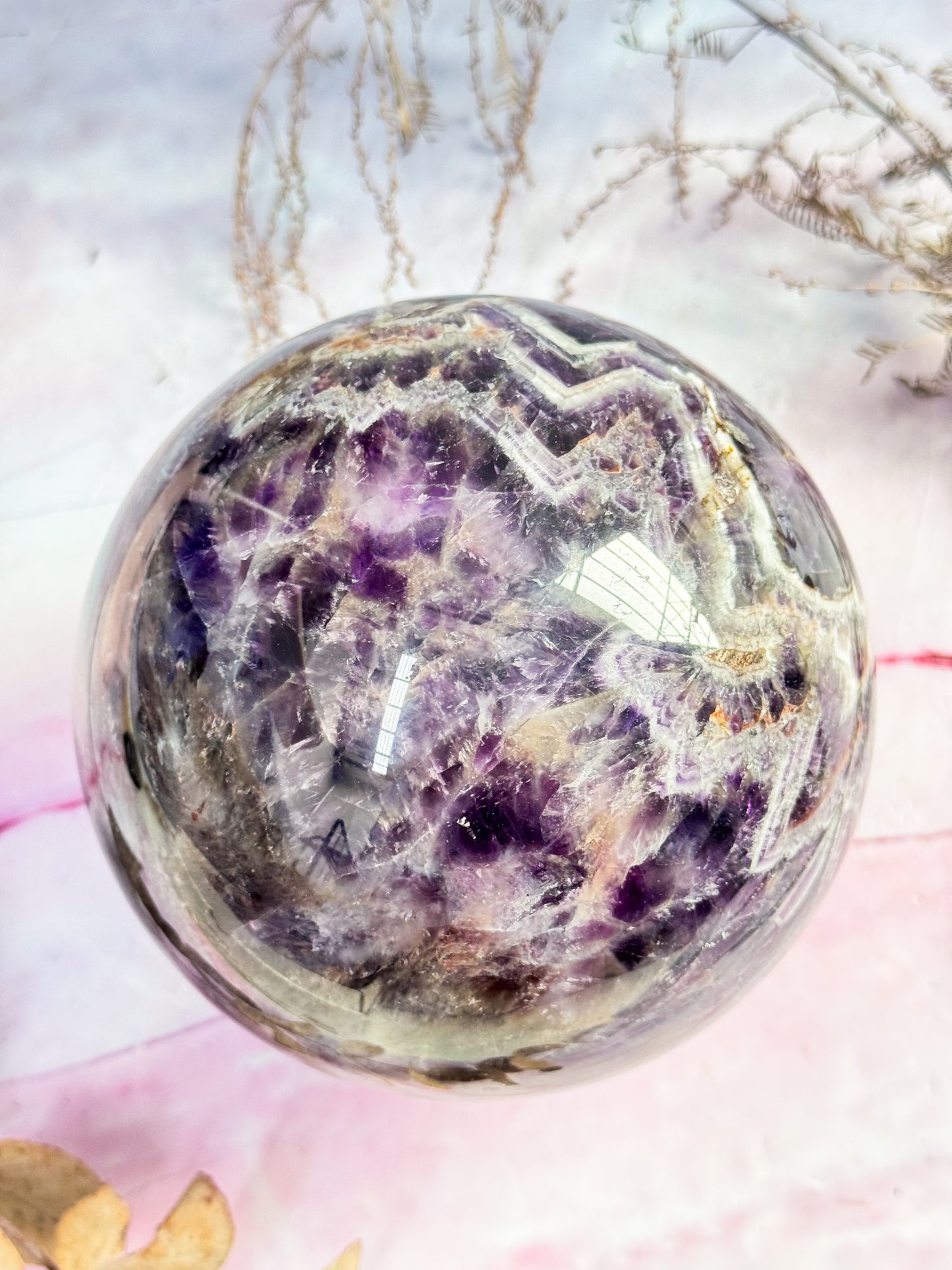 Large Chevron Amethyst Sphere