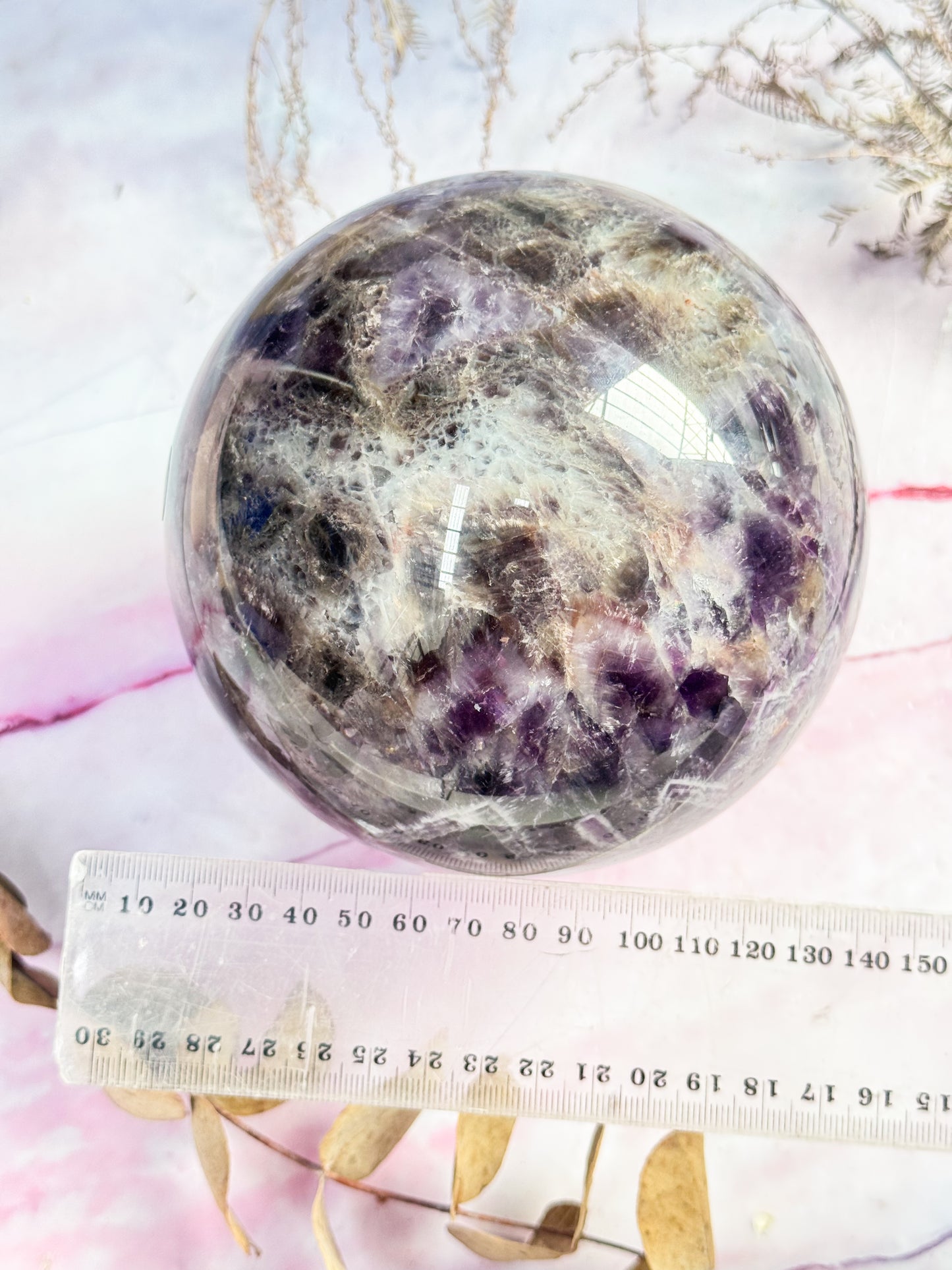 Large Chevron Amethyst Sphere