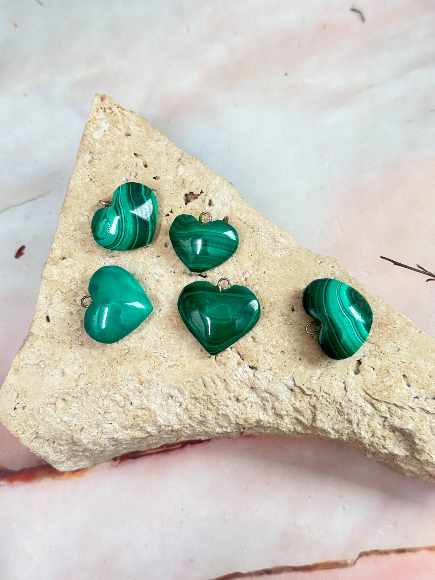 Malachite Heart Pendants