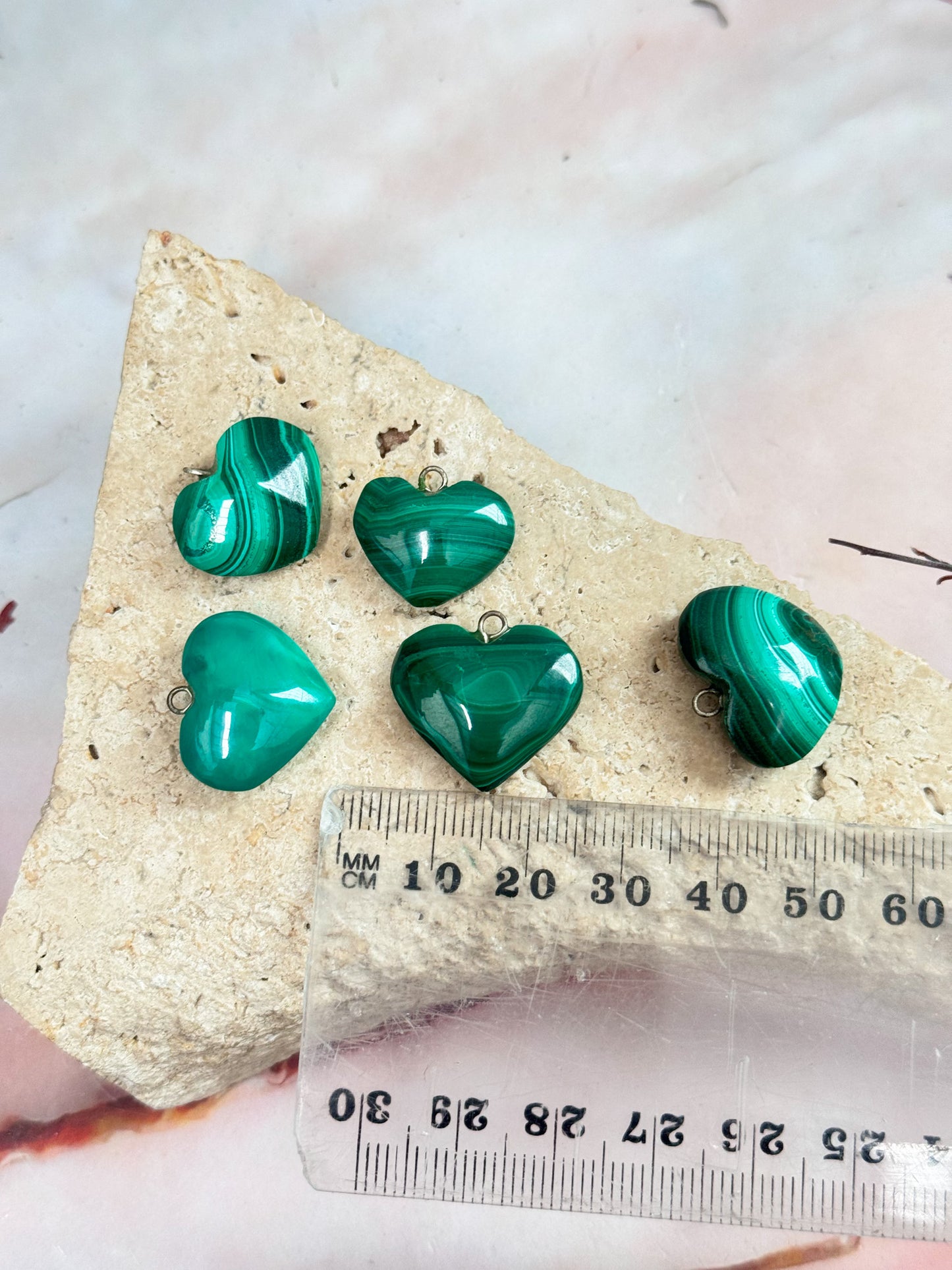 Malachite Heart Pendants