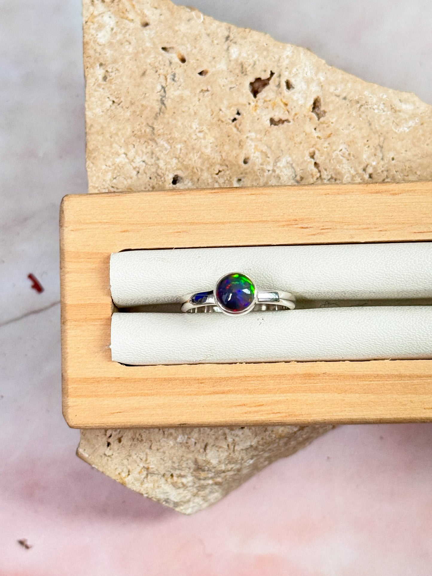 Black Ethiopian Opal Ring - Size 6