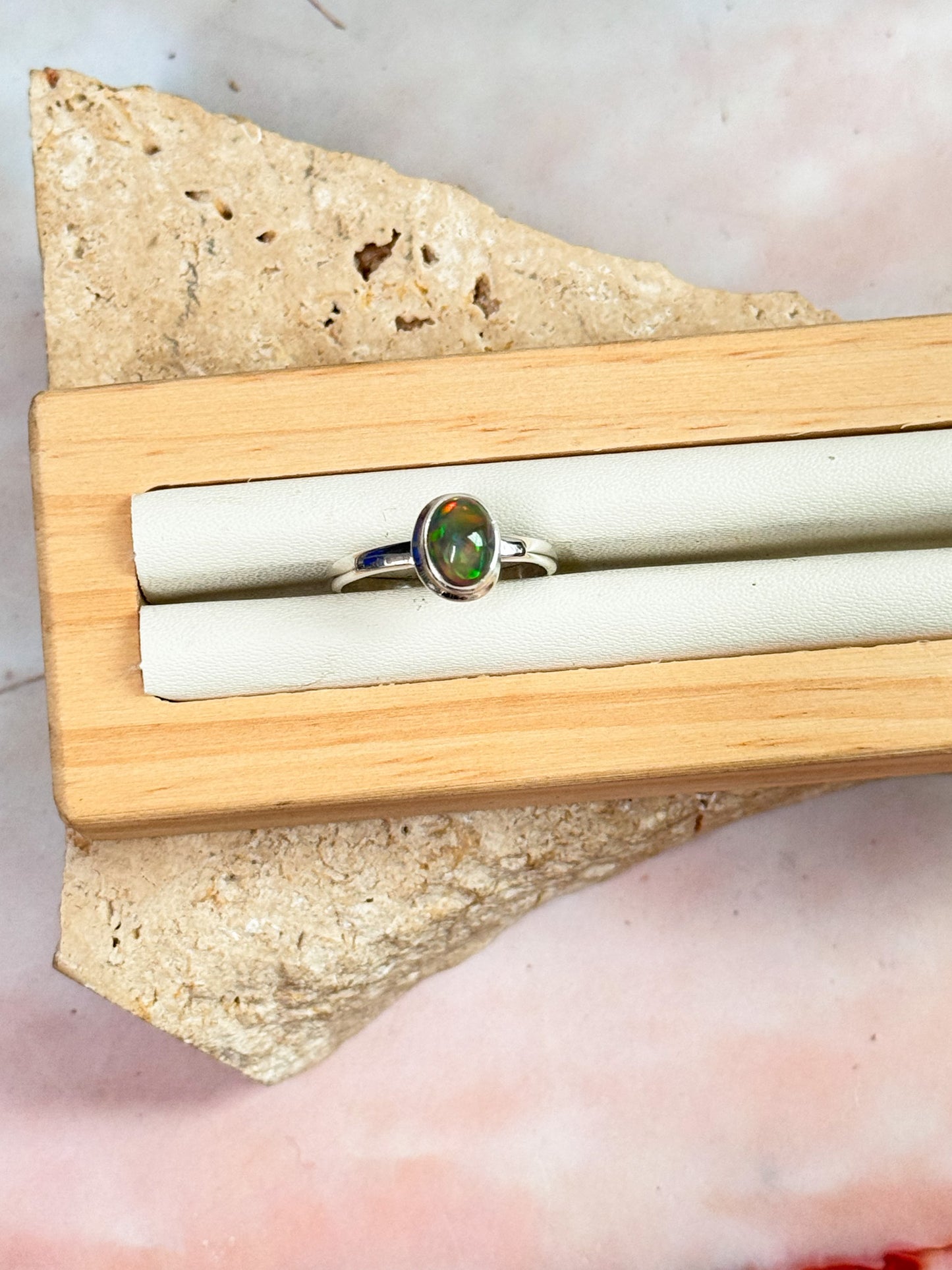 Black Ethiopian Opal Ring - Size 8