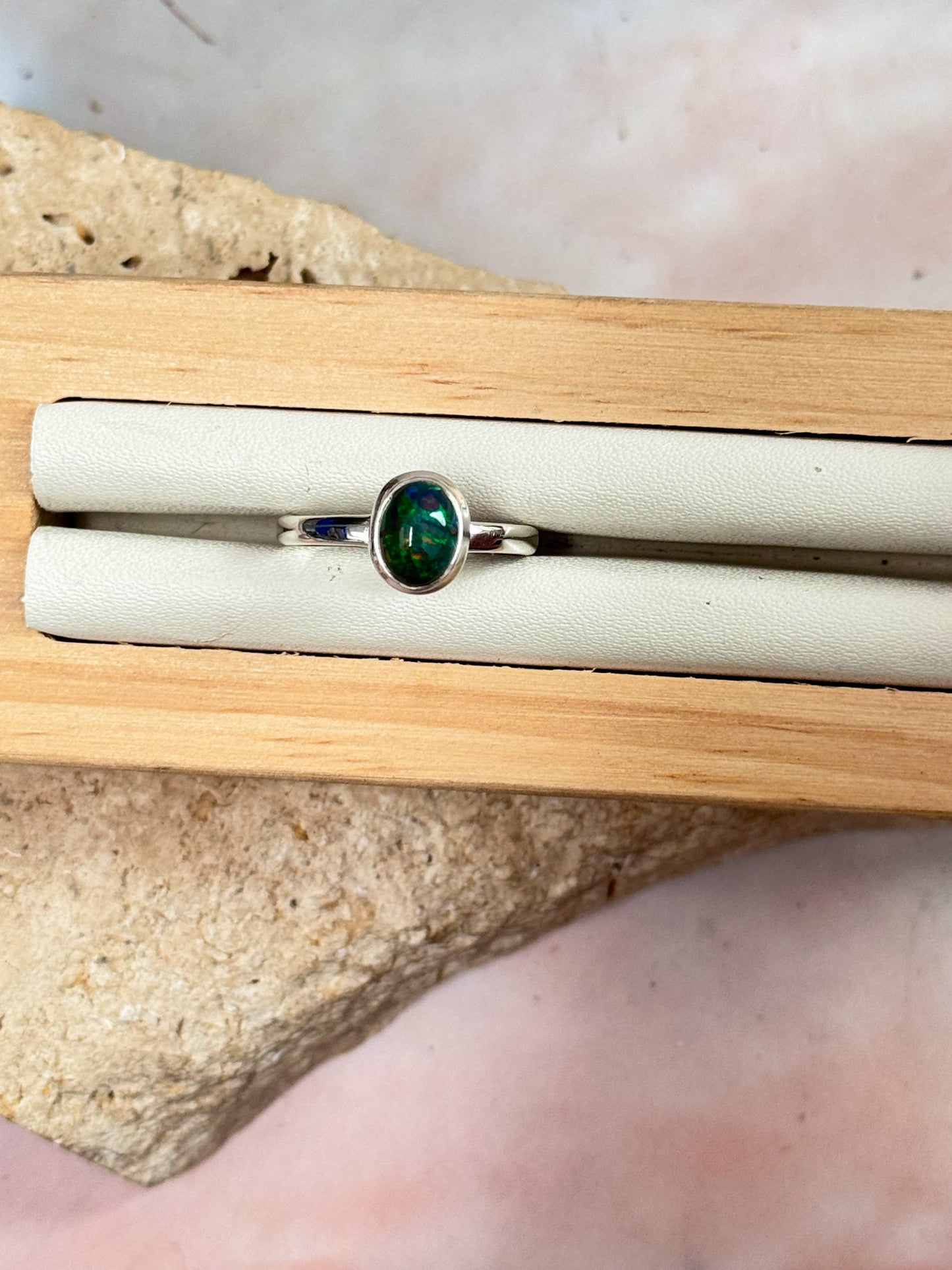 Black Ethiopian Opal Ring - Size 8