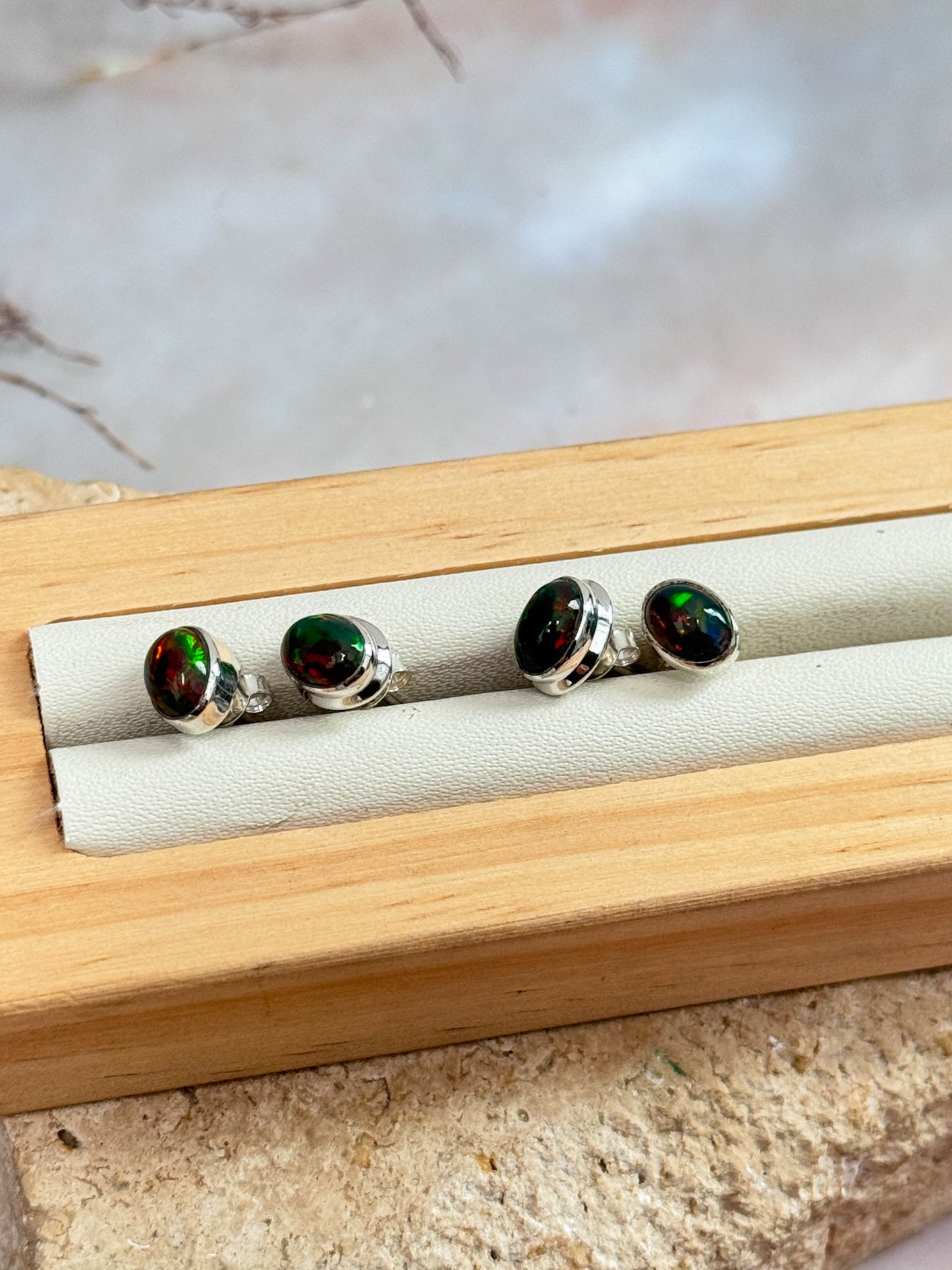 Black Ethiopian Opal Earrings