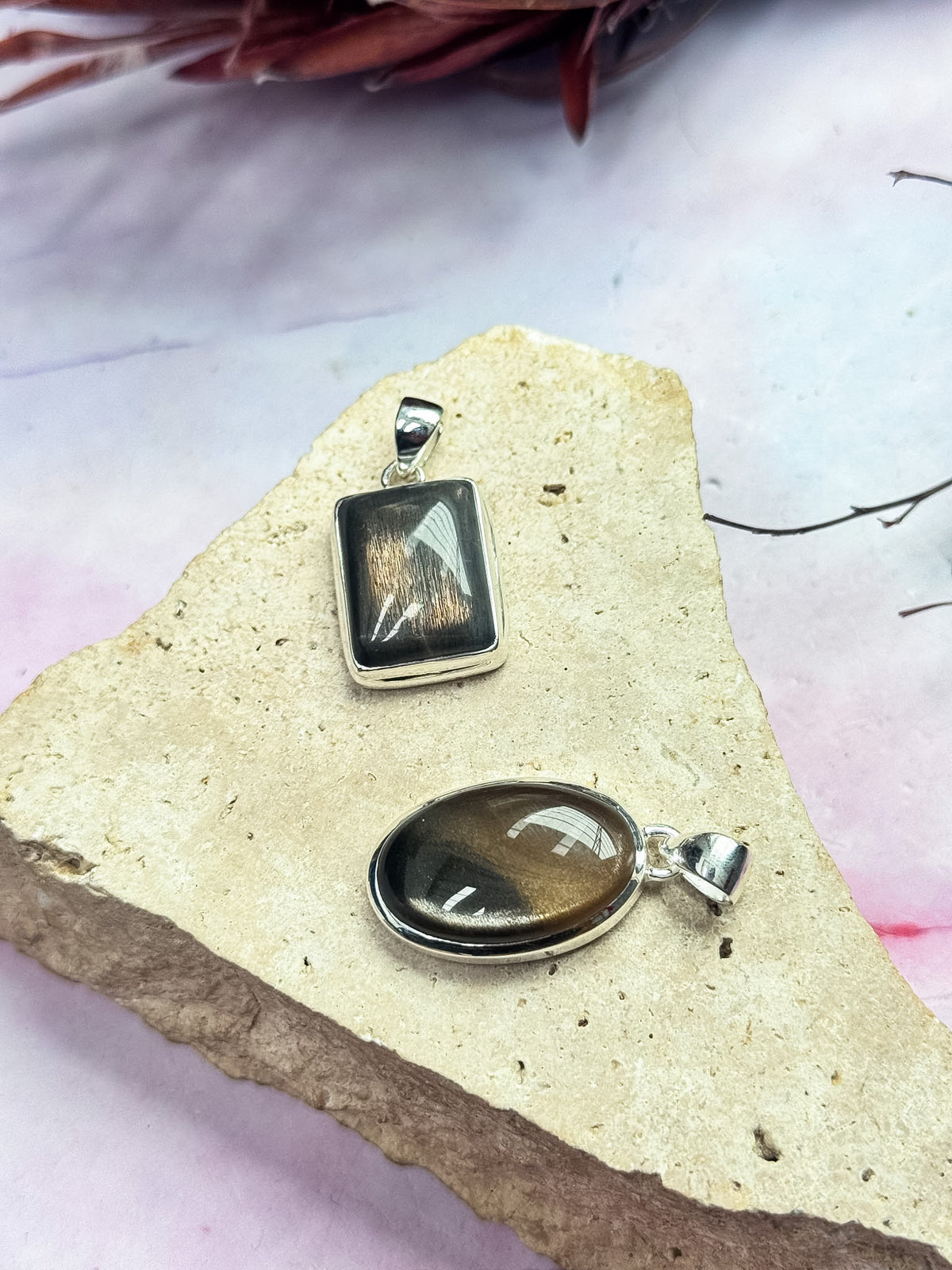 Black Sunstone Pendants