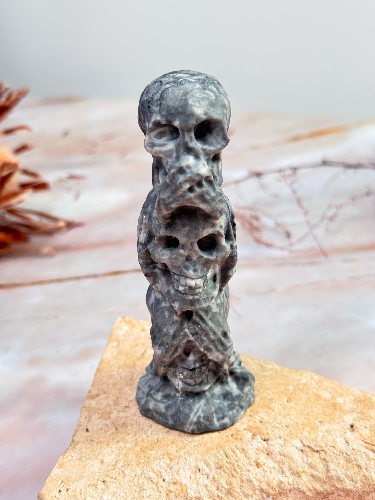 Hear No, See No, Speak No Evil Stacked Skulls