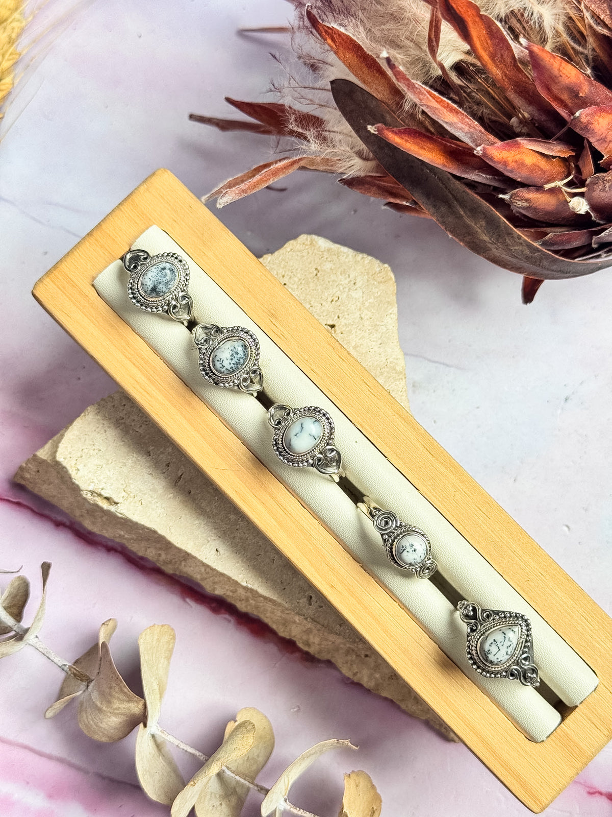 Dendritic Opal Rings