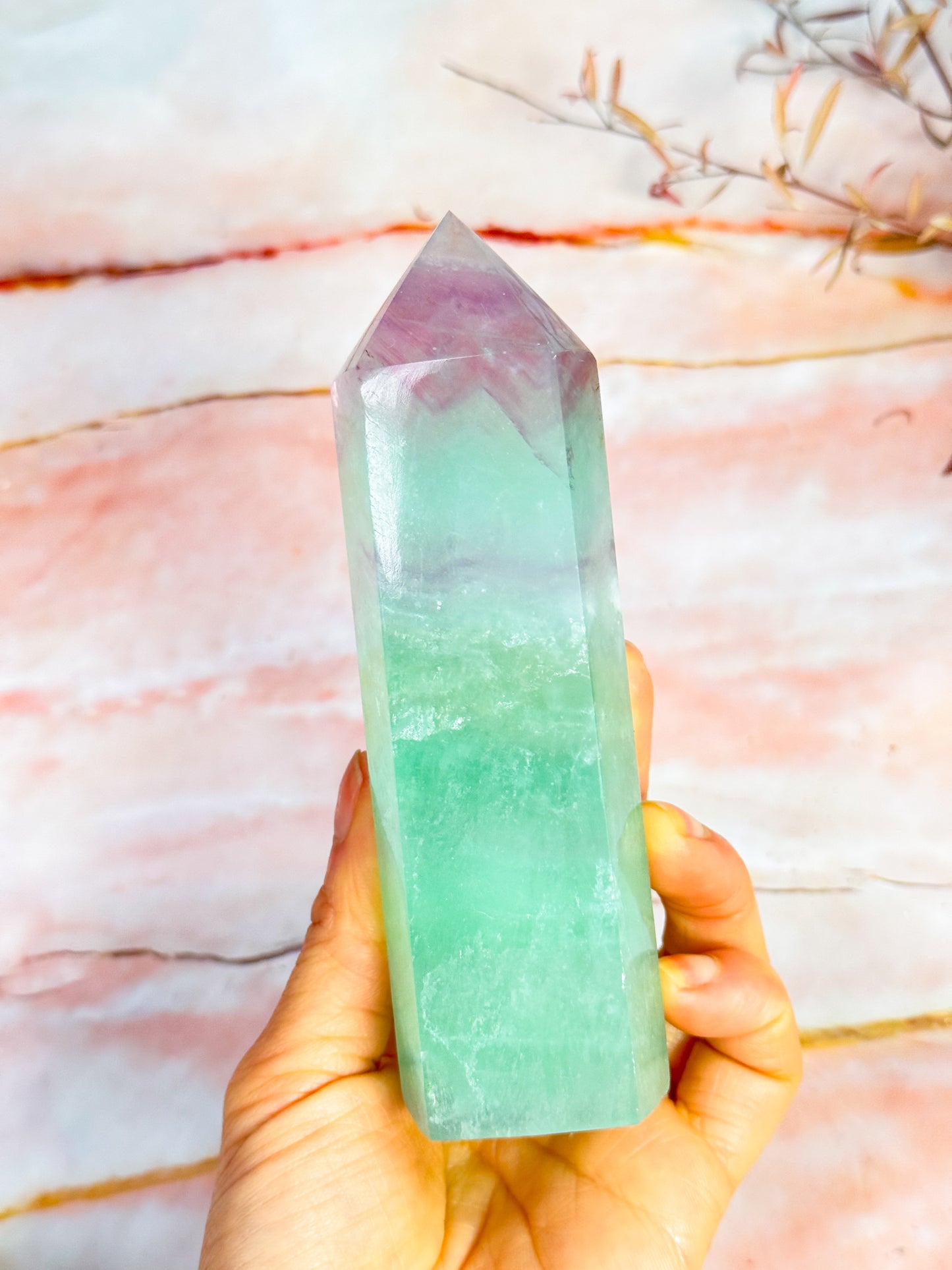Watermelon Fluorite Tower
