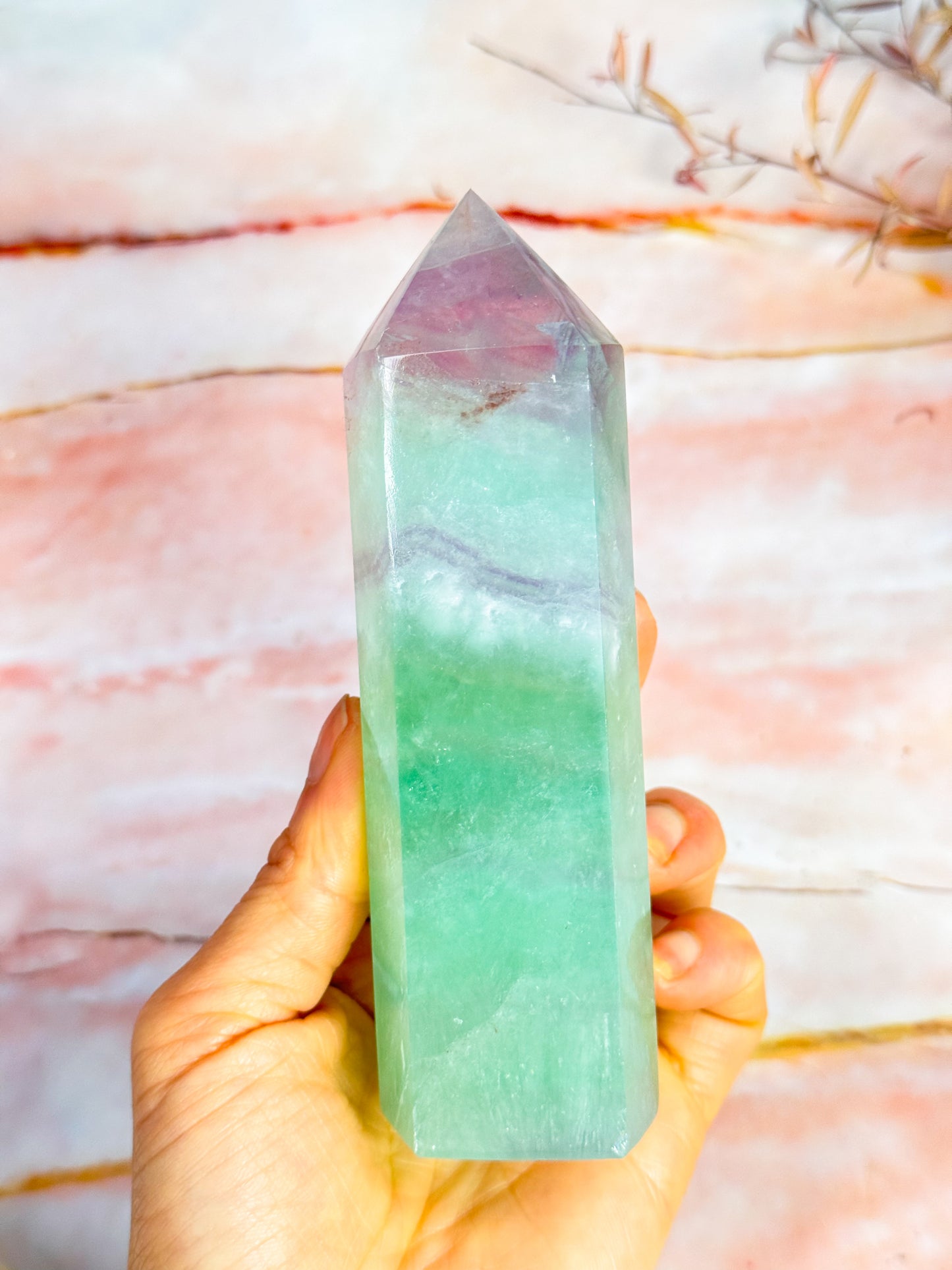 Watermelon Fluorite Tower