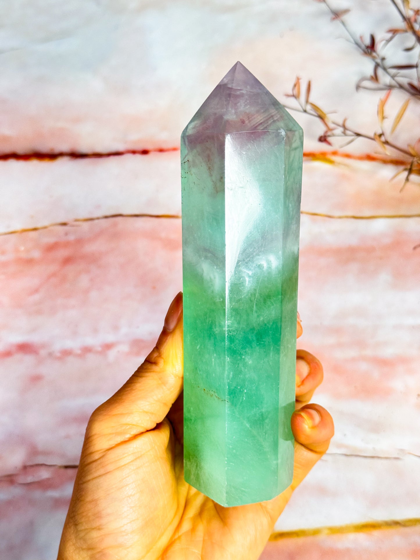 Watermelon Fluorite Tower