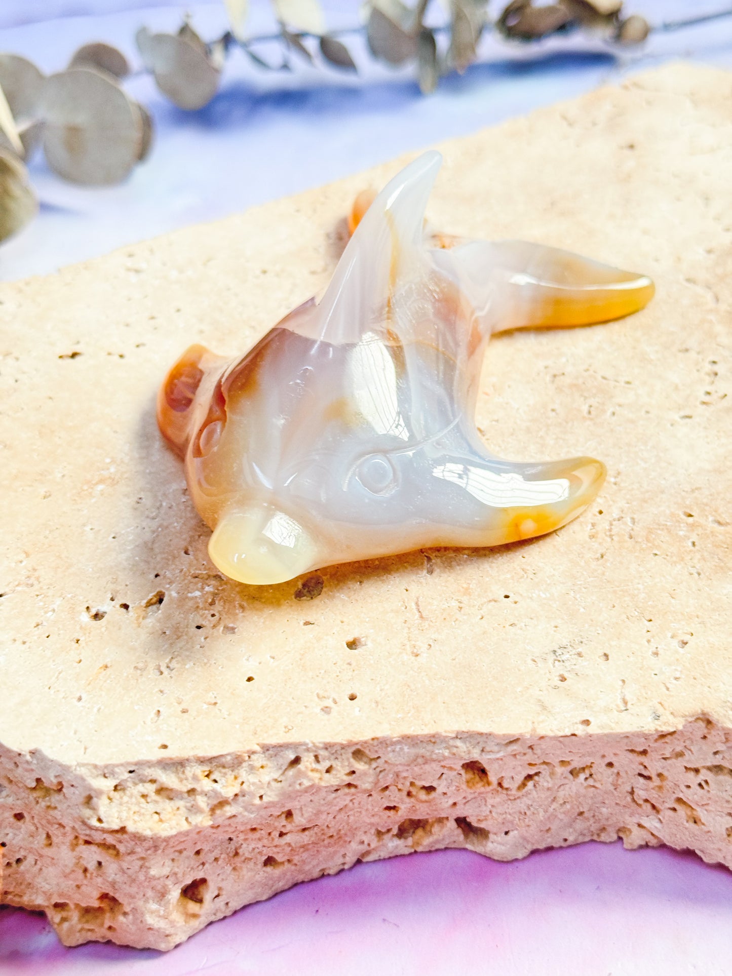 Agate Dolphin Carving