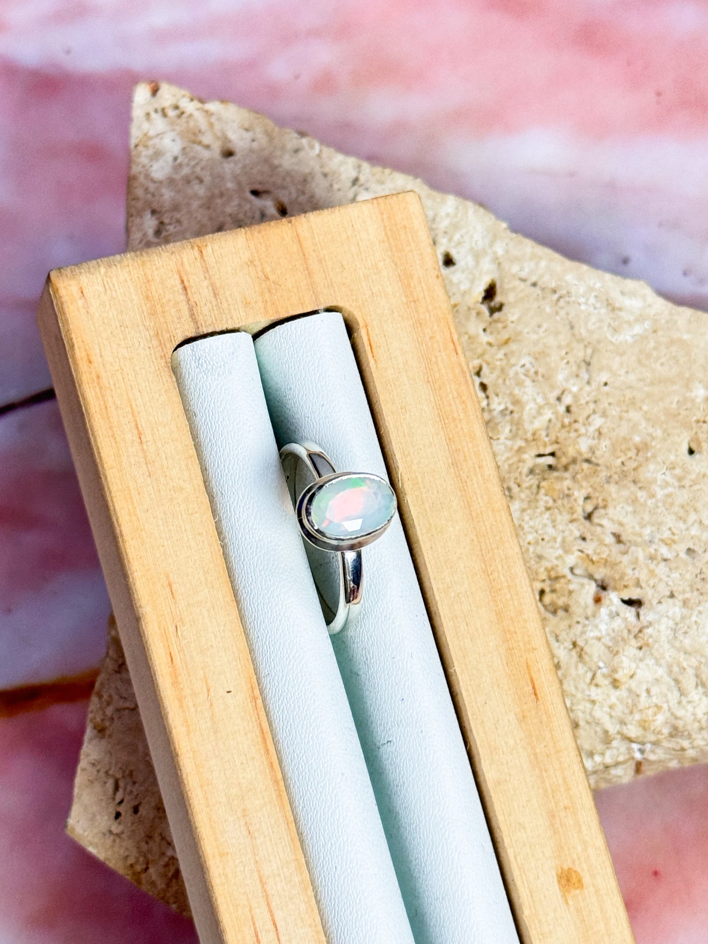 Ethiopian Opal Faceted Ring - Size 7