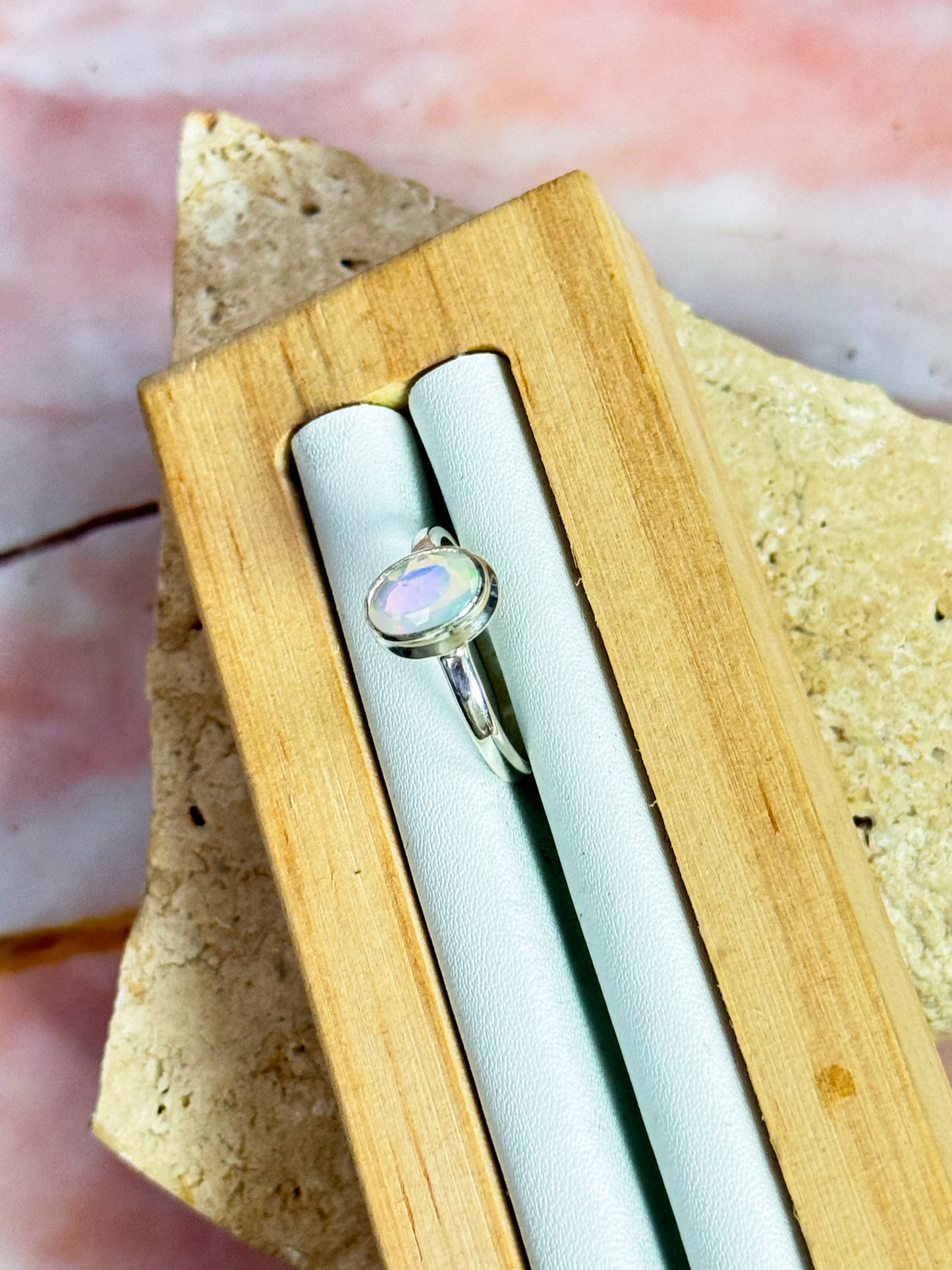 Ethiopian Opal Faceted Ring - Size 7