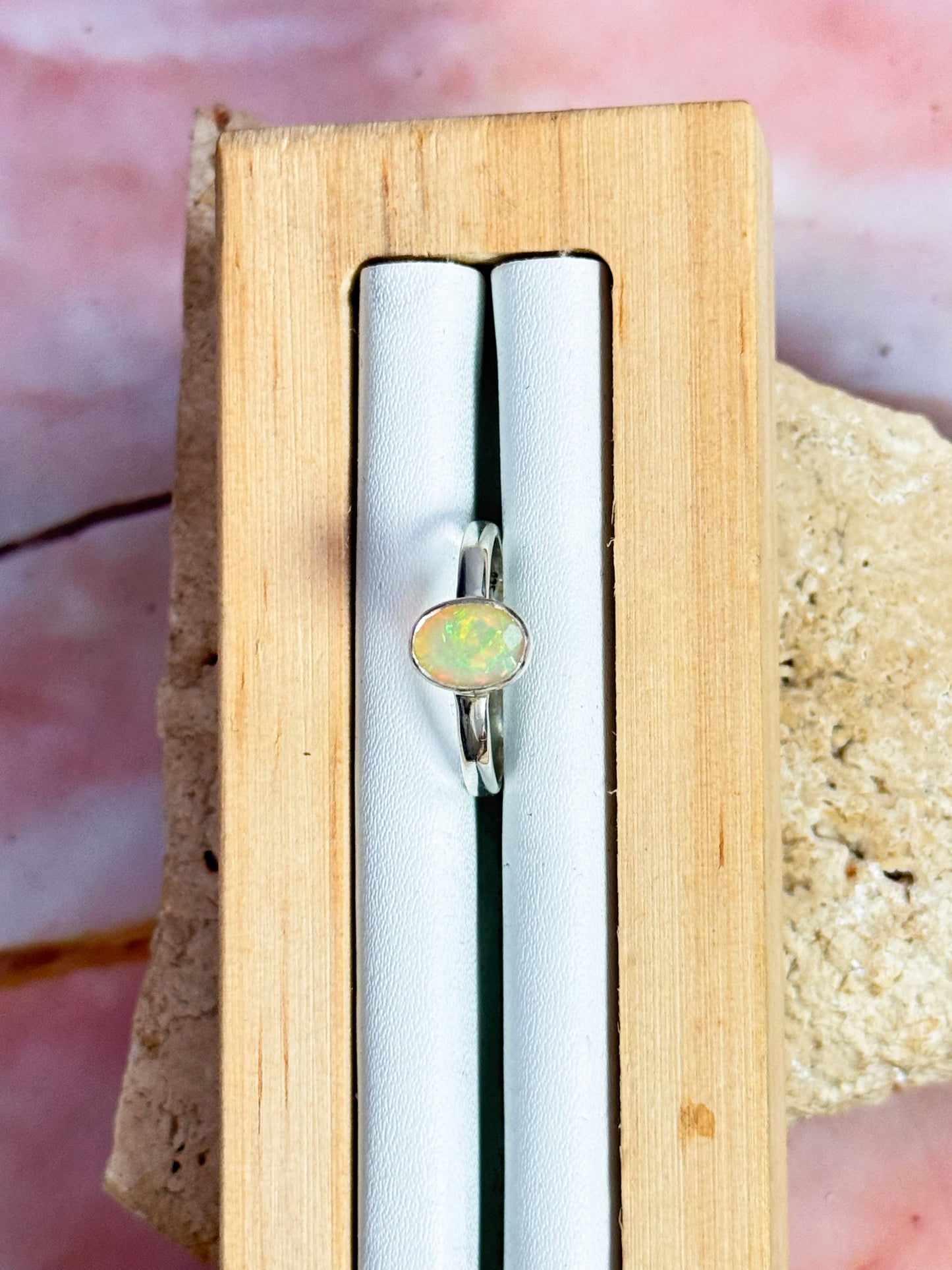 Ethiopian Opal Faceted Ring - Size 7