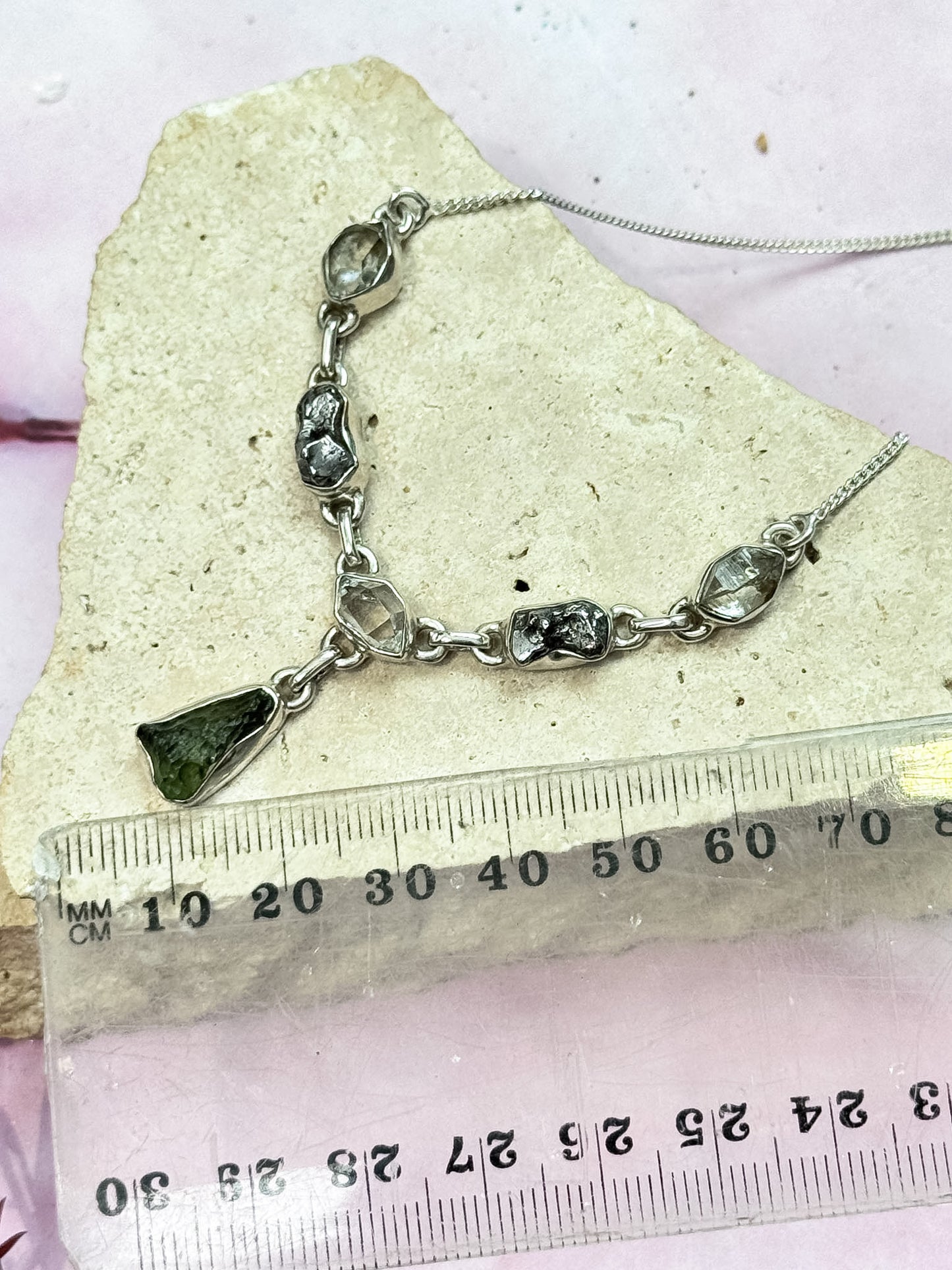 Moldavite, Herkimer Diamond, Campo Del Cielo Meteorite Necklace