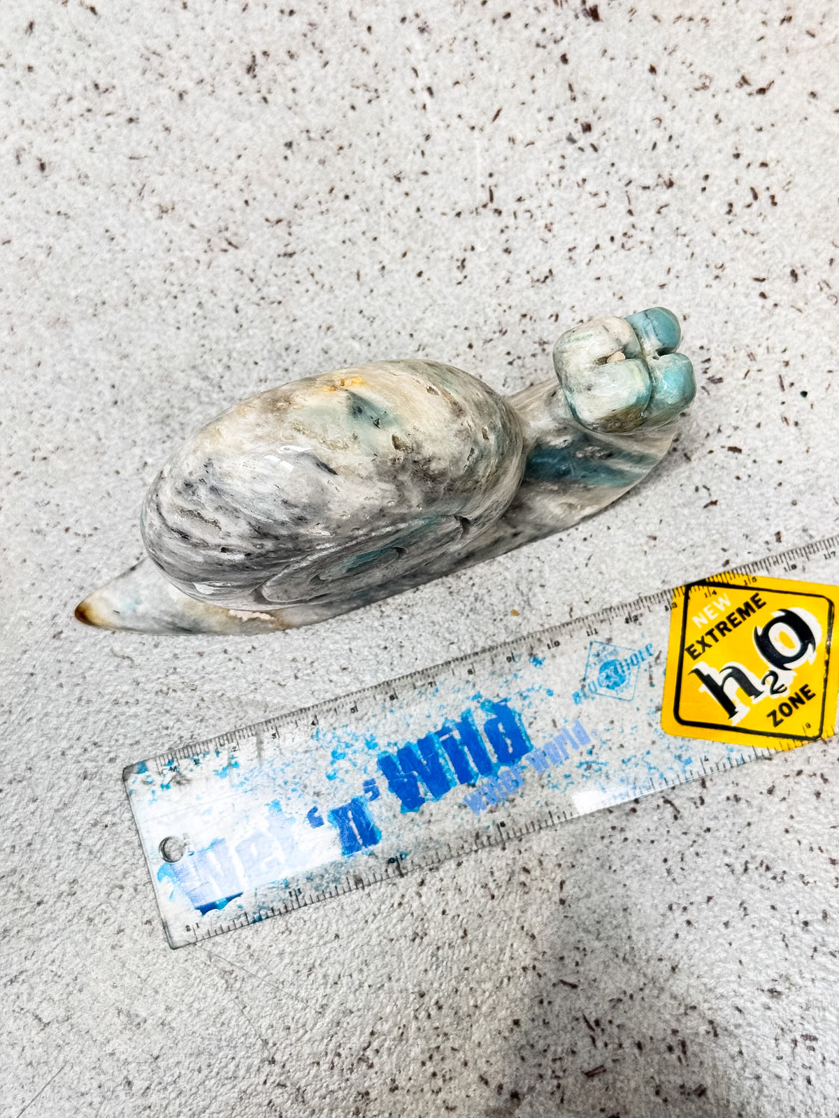Blue Jasper Snail Carving