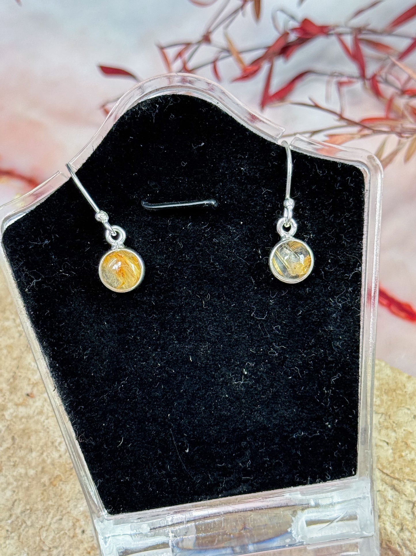 Gold Rutilated Quartz Earrings