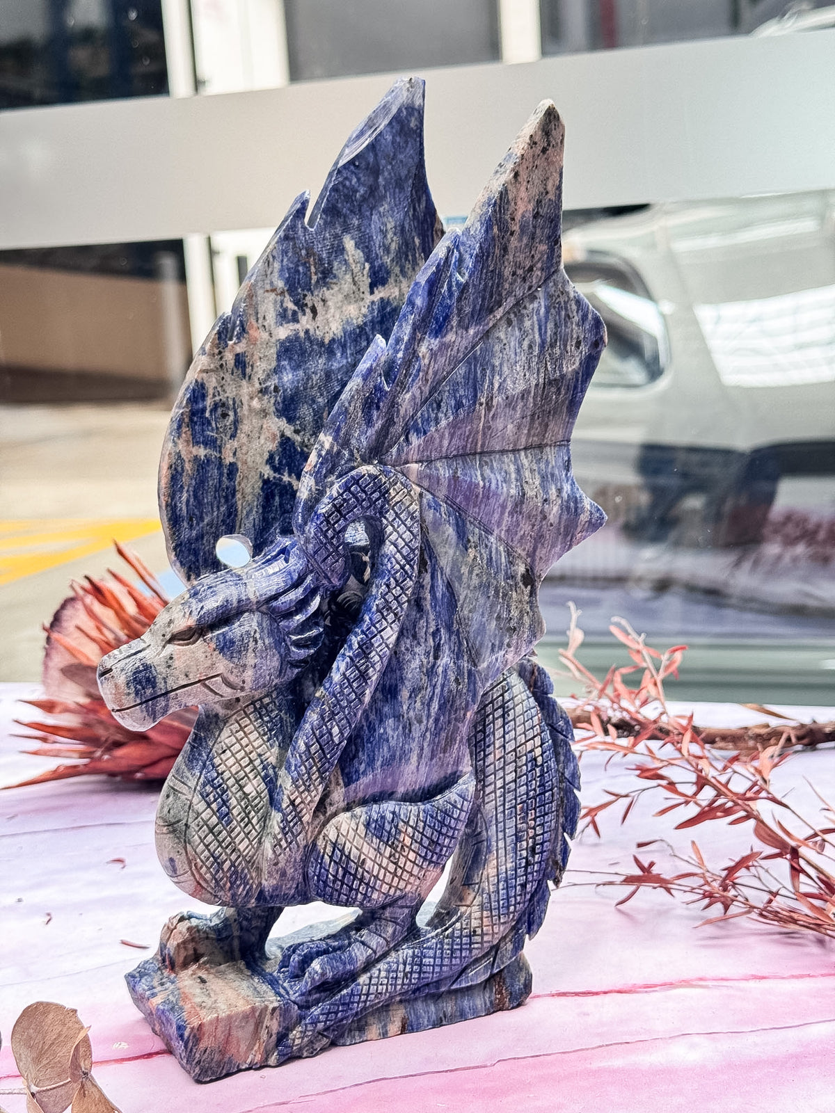 Sodalite Dragon Carving